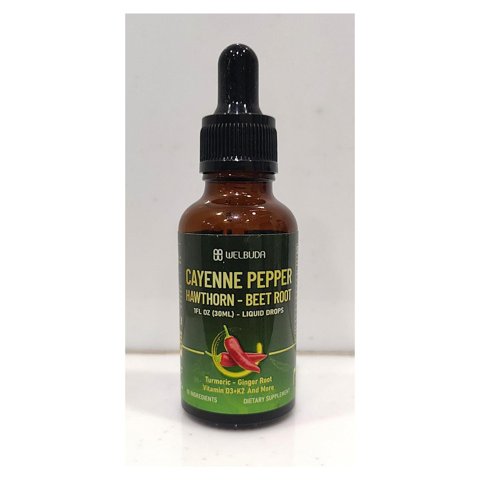 Gotas Líquidas de Pimienta de Cayena Welbuda 30ml - Suplemento Nutricional