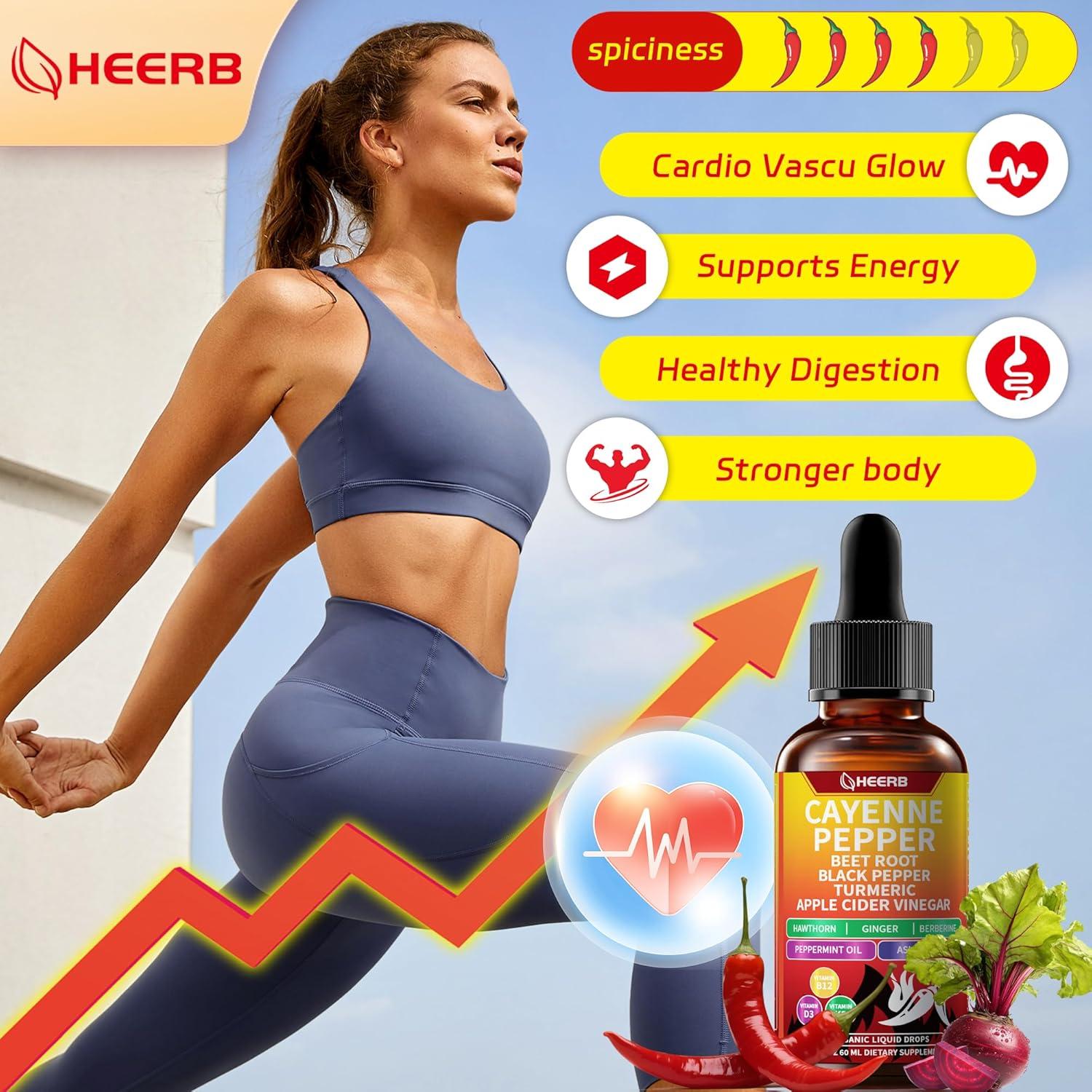 Gotas de Pimienta de Cayena HEERB 60ml - Suplemento Vegano