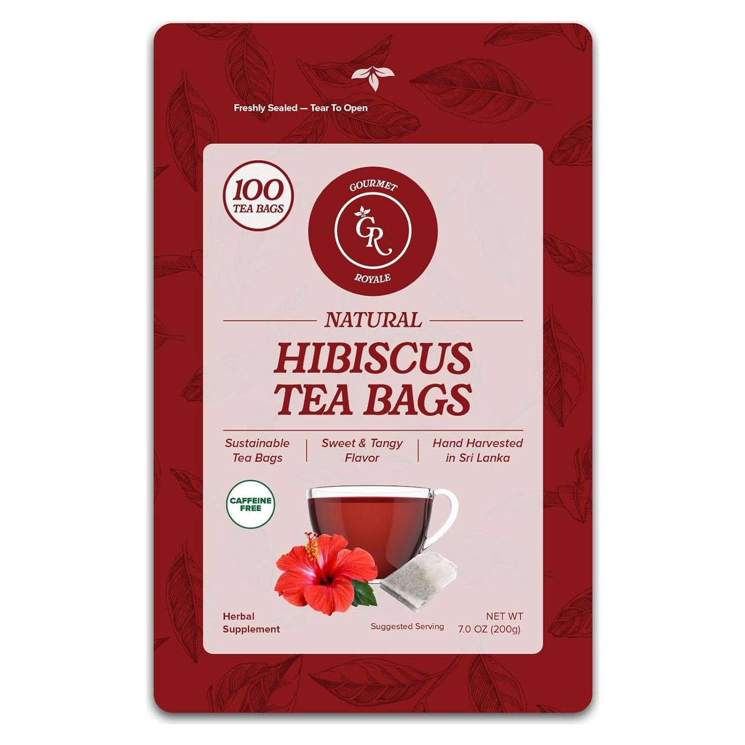 Té de Hibisco Gourmet Royale 100 Bolsitas Sostenibles Sin Cafeína