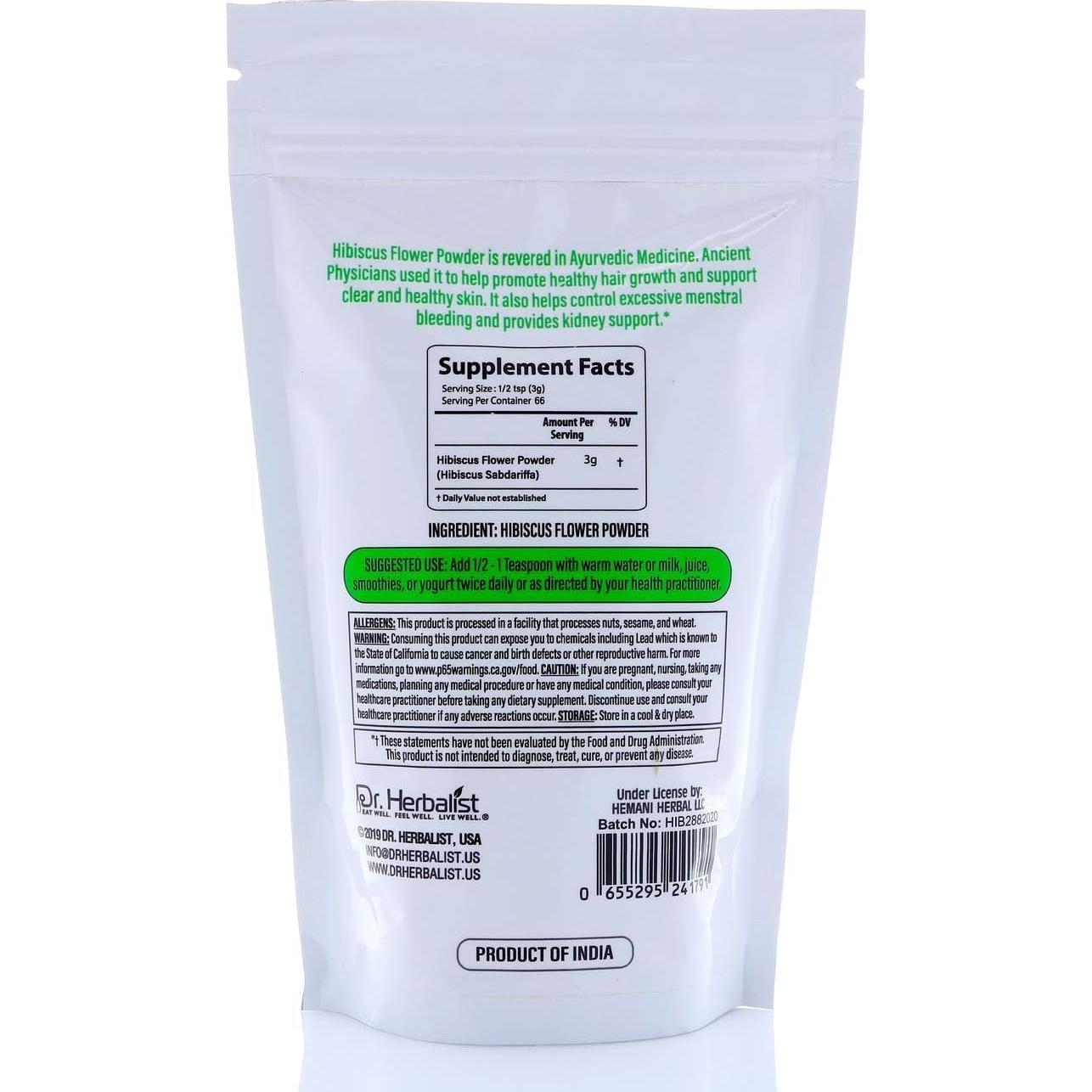 Polvo de Hibisco Dr. Herbalist 200g - Belleza y Bienestar