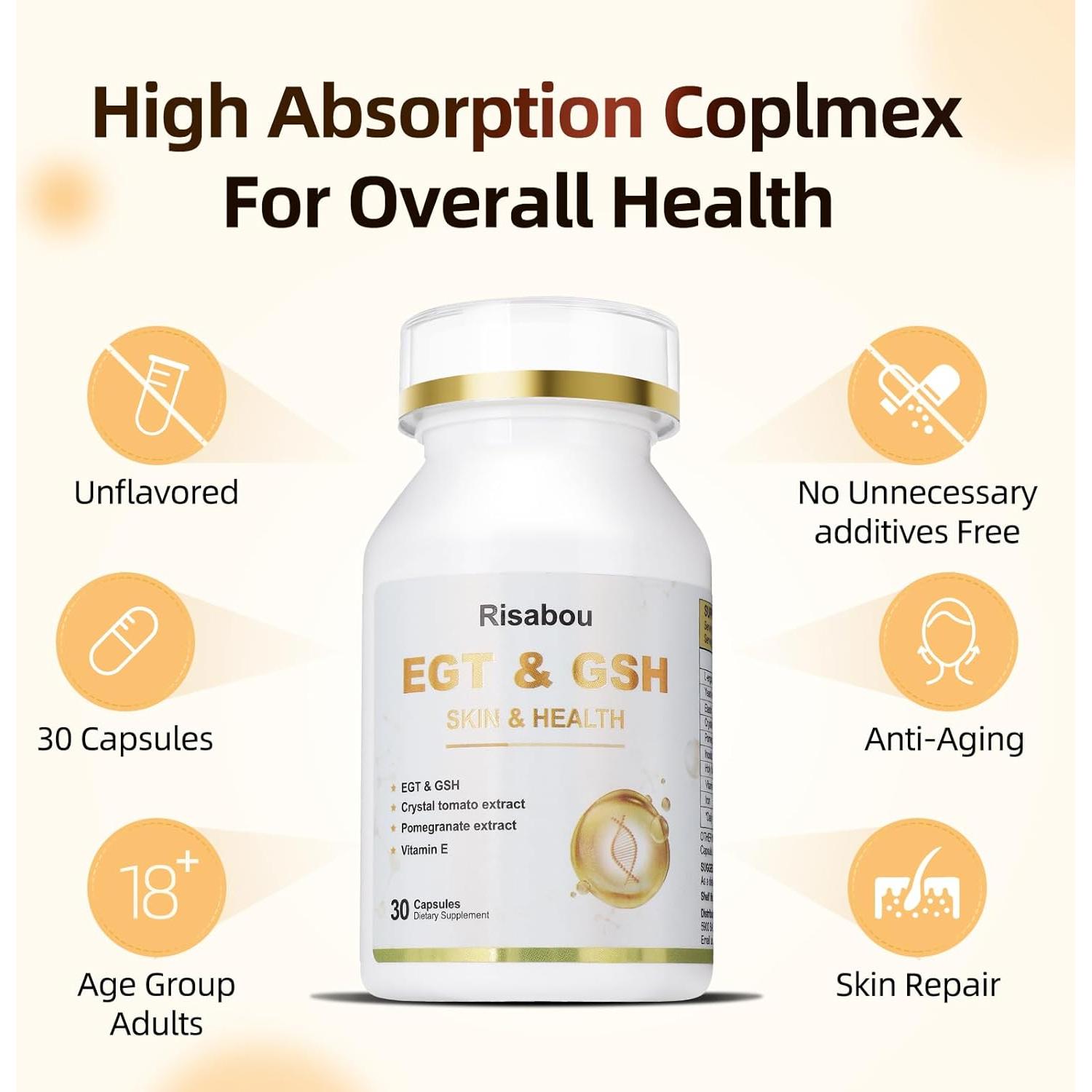 Suplemento L-Ergothioneine con Hierro Risabou 60 Cápsulas