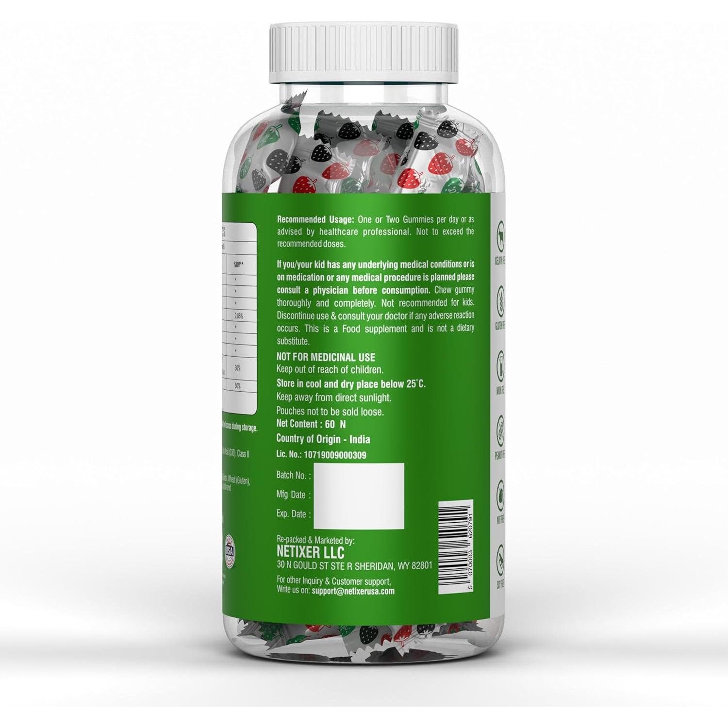 Gomitas Veganas de Vinagre de Sidra de Manzana NETIXER 60u