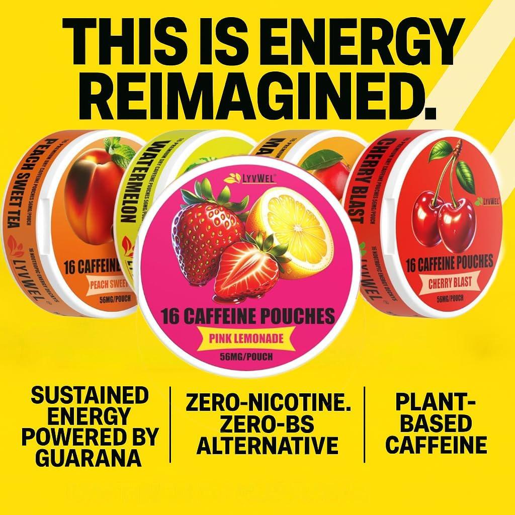 Pouches de Energía LyvWel 56mg - 6 Sabores, 96 Pouches