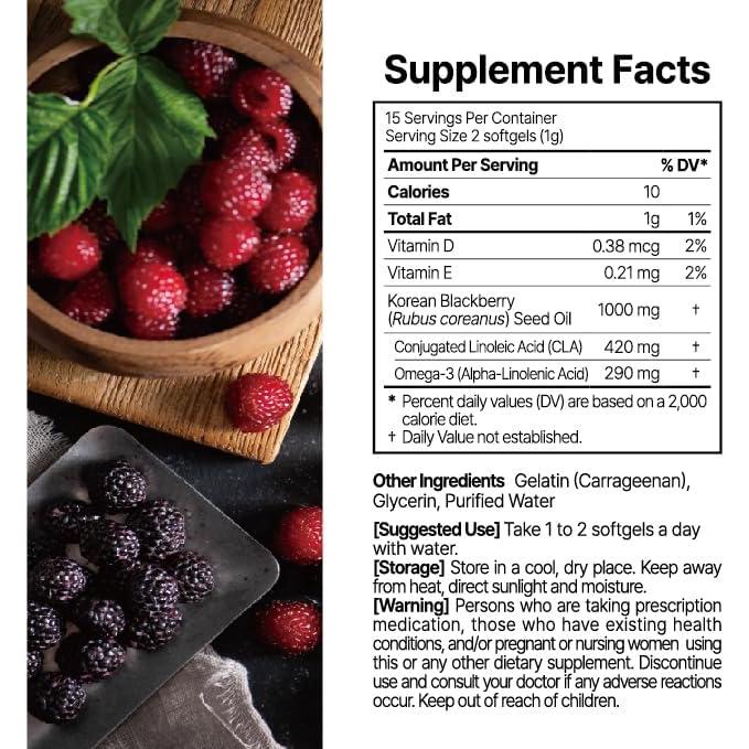 Aceite de Semilla de Mora Negra Coreana K-Berry Kim's Table 30 Cápsulas