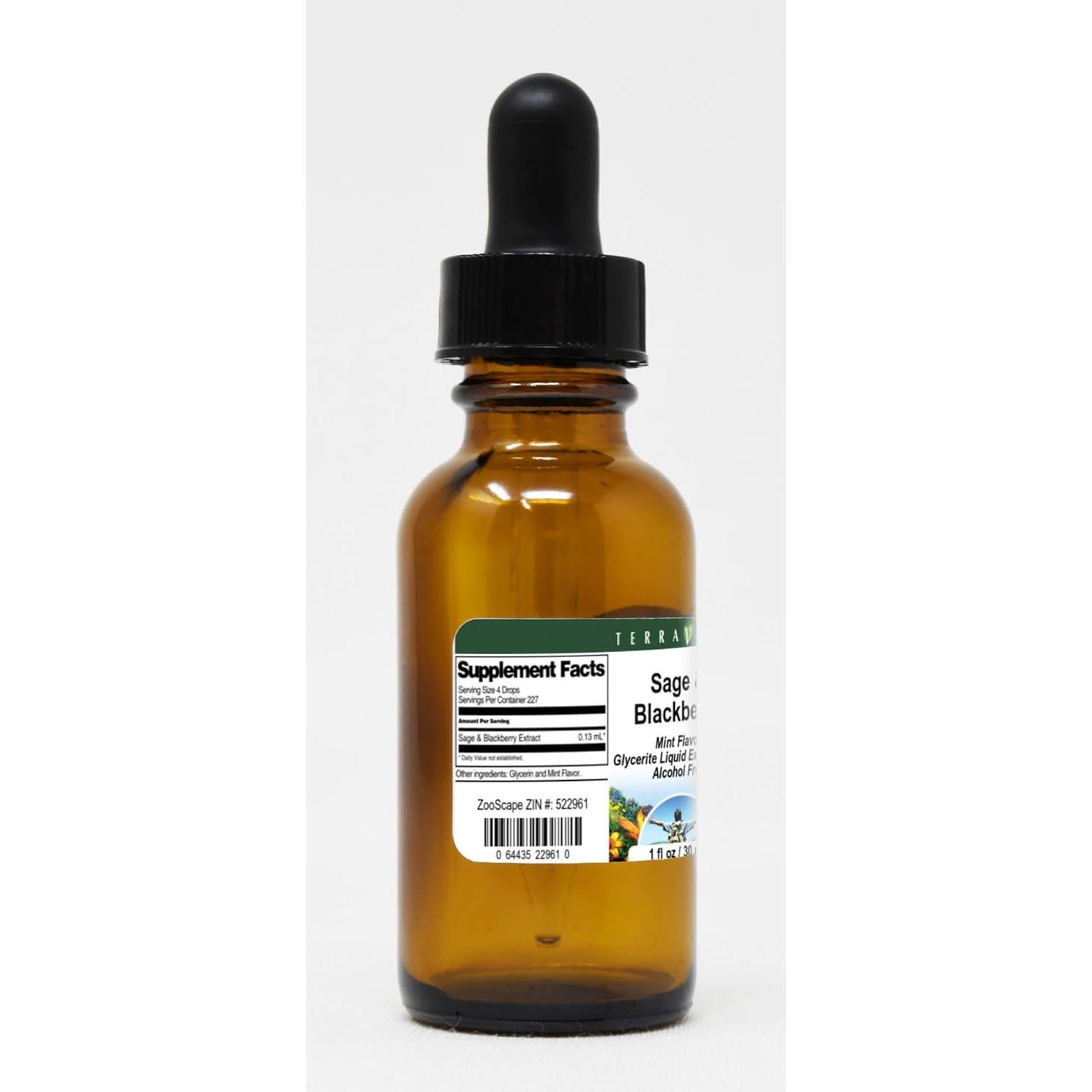 Extracto Líquido de Glicerina de Salvia y Mora TerraVita 88.72 ml - Sabor Menta - Paquete de 3