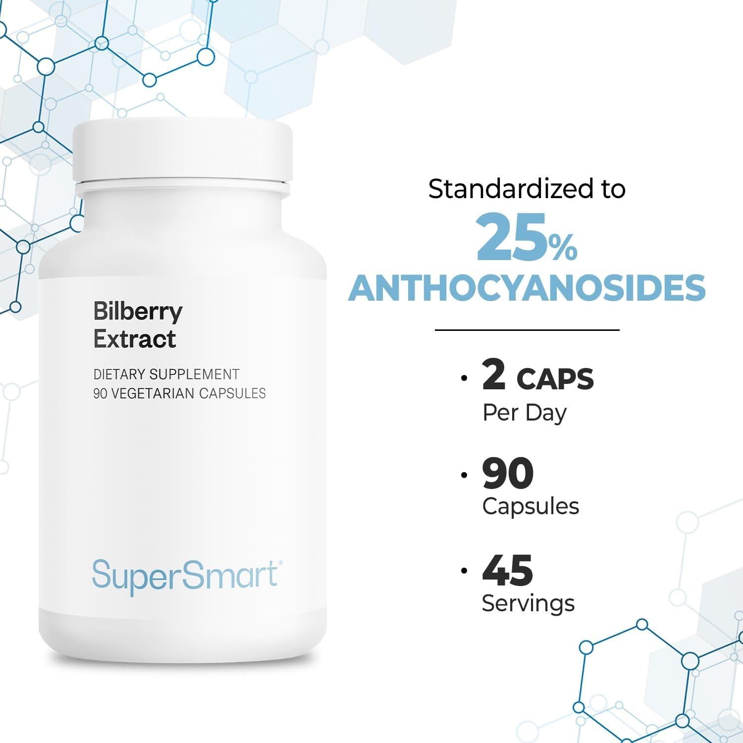 Suplemento de Arándano Supersmart 90 Cápsulas Vegetarianas 25% Antocianinas