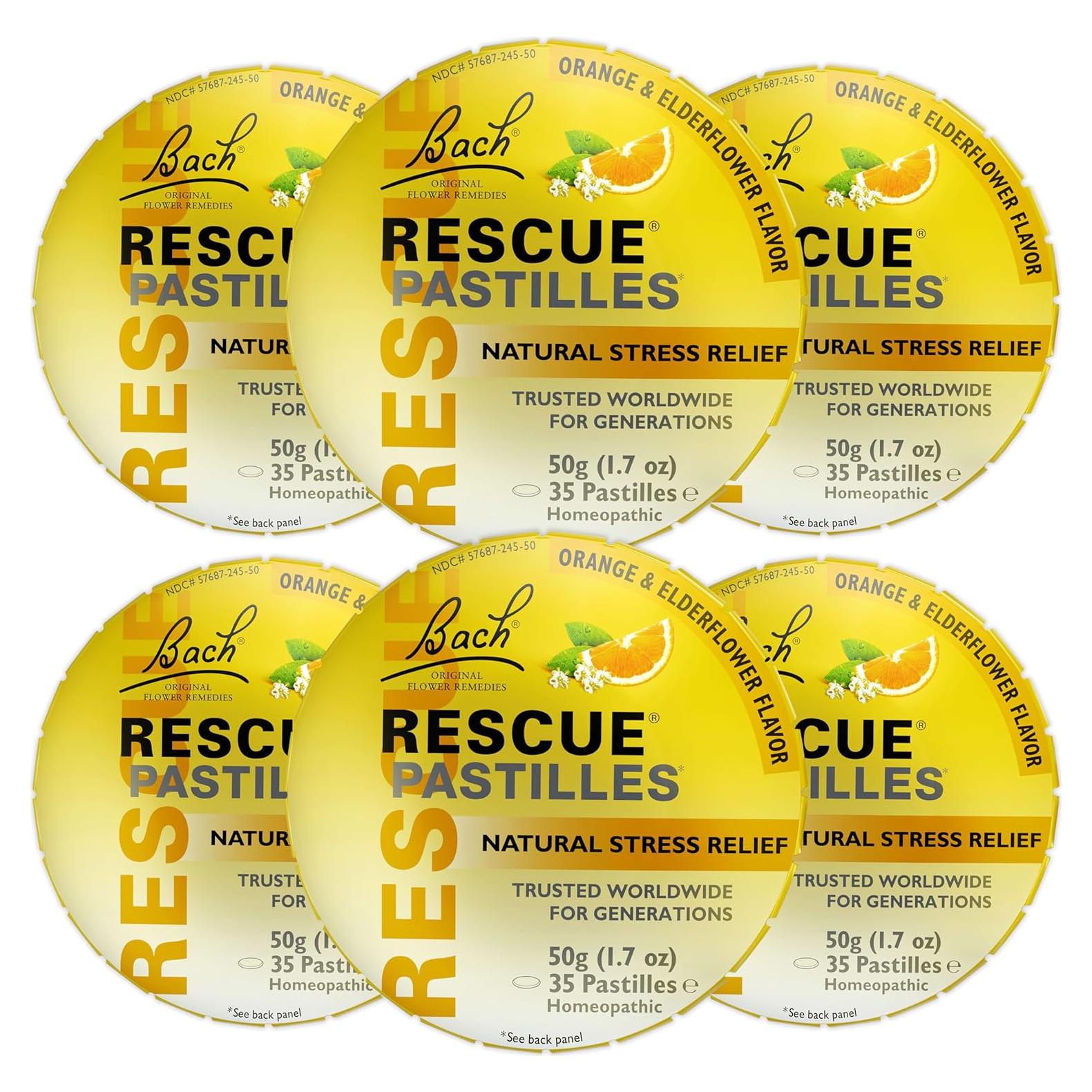 Pastillas Naturales Bach Rescate Naranja y Flor de Saco 6 Unidades