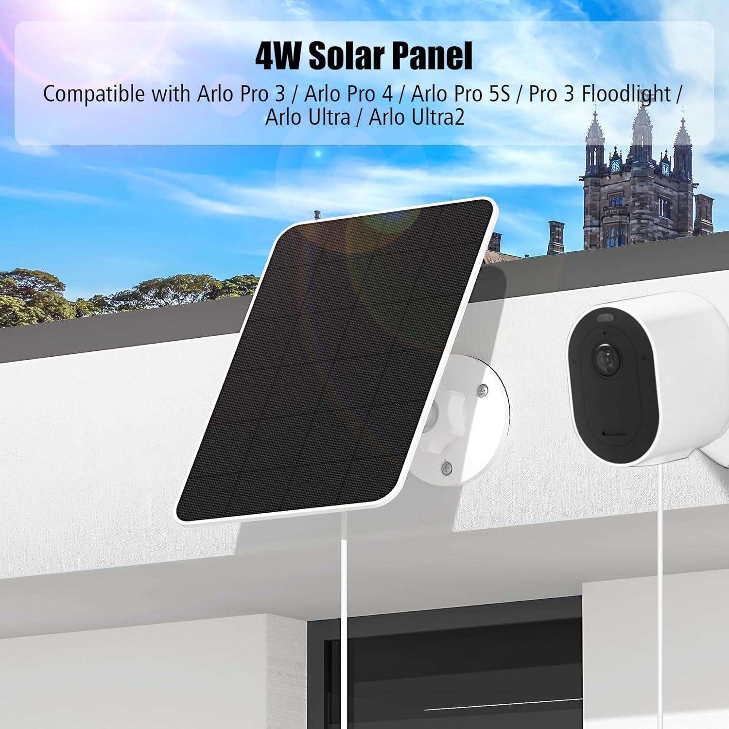 Cargador Solar Rhorawill 5V 4W para Cámara Arlo Pro 3/4/5S