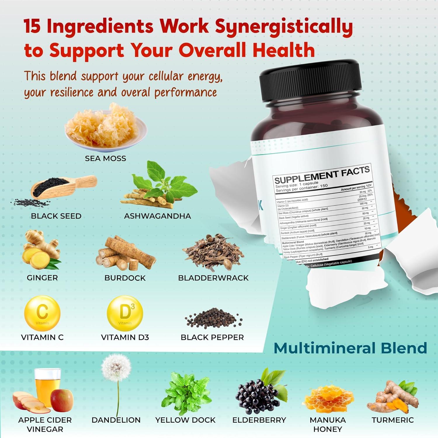 Suplemento Musgo Marino PeakPury 150 Cápsulas Veganas