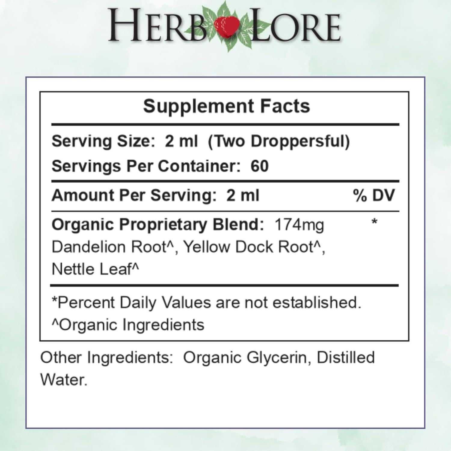 Tónico de Hierro Orgánico Herb Lore 118 ml - Suplemento Vegano