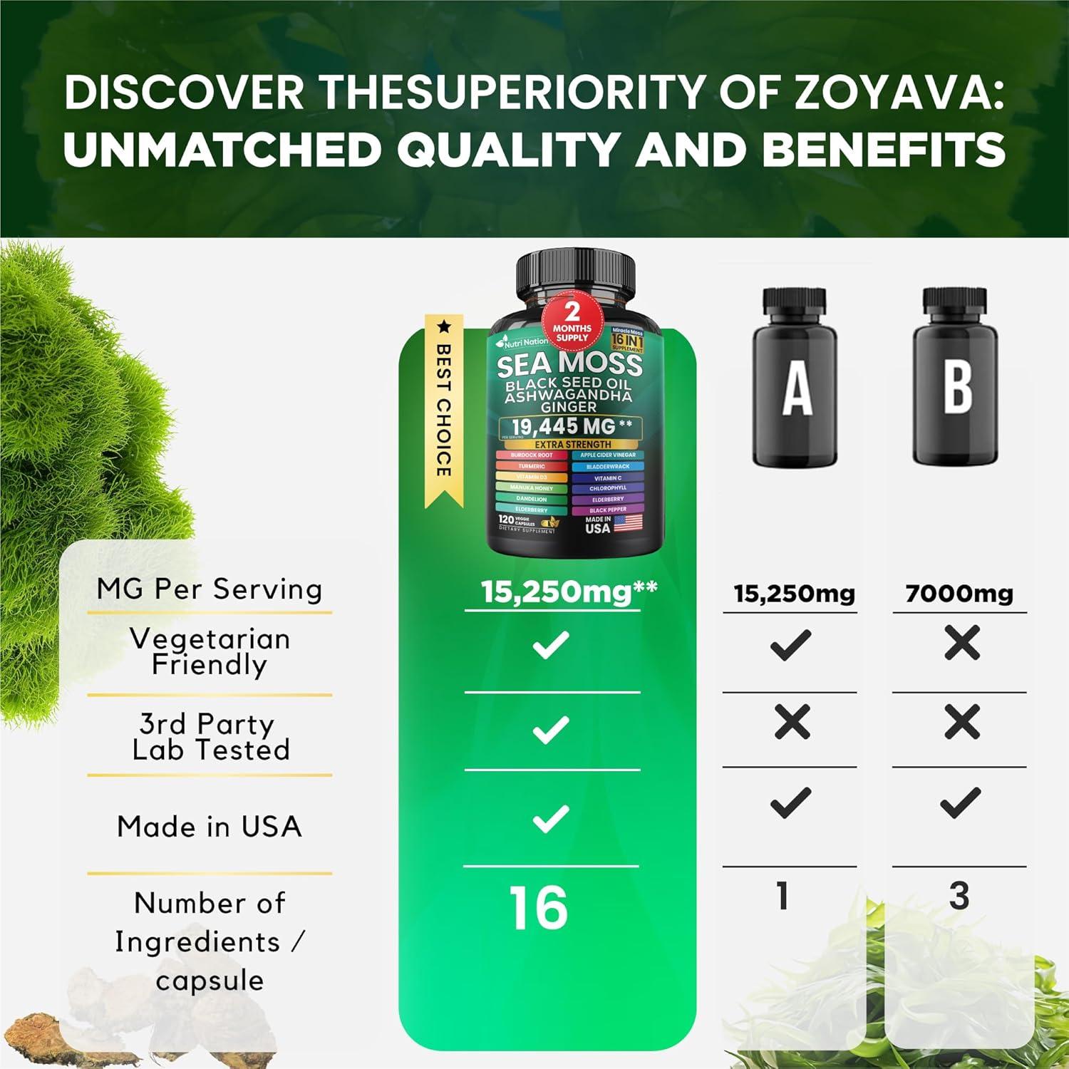 Cápsulas de Musgo Marino Nutri Nation 16 en 1 - 360 Unidades