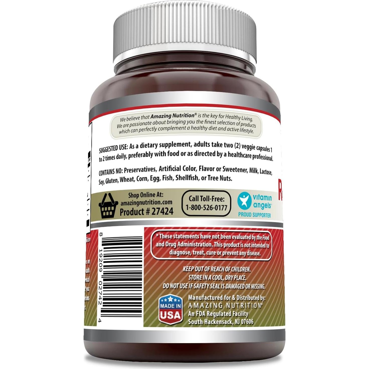 Suplemento de Arroz de Levadura Roja Nutrición Asombrosa 1570 Mg