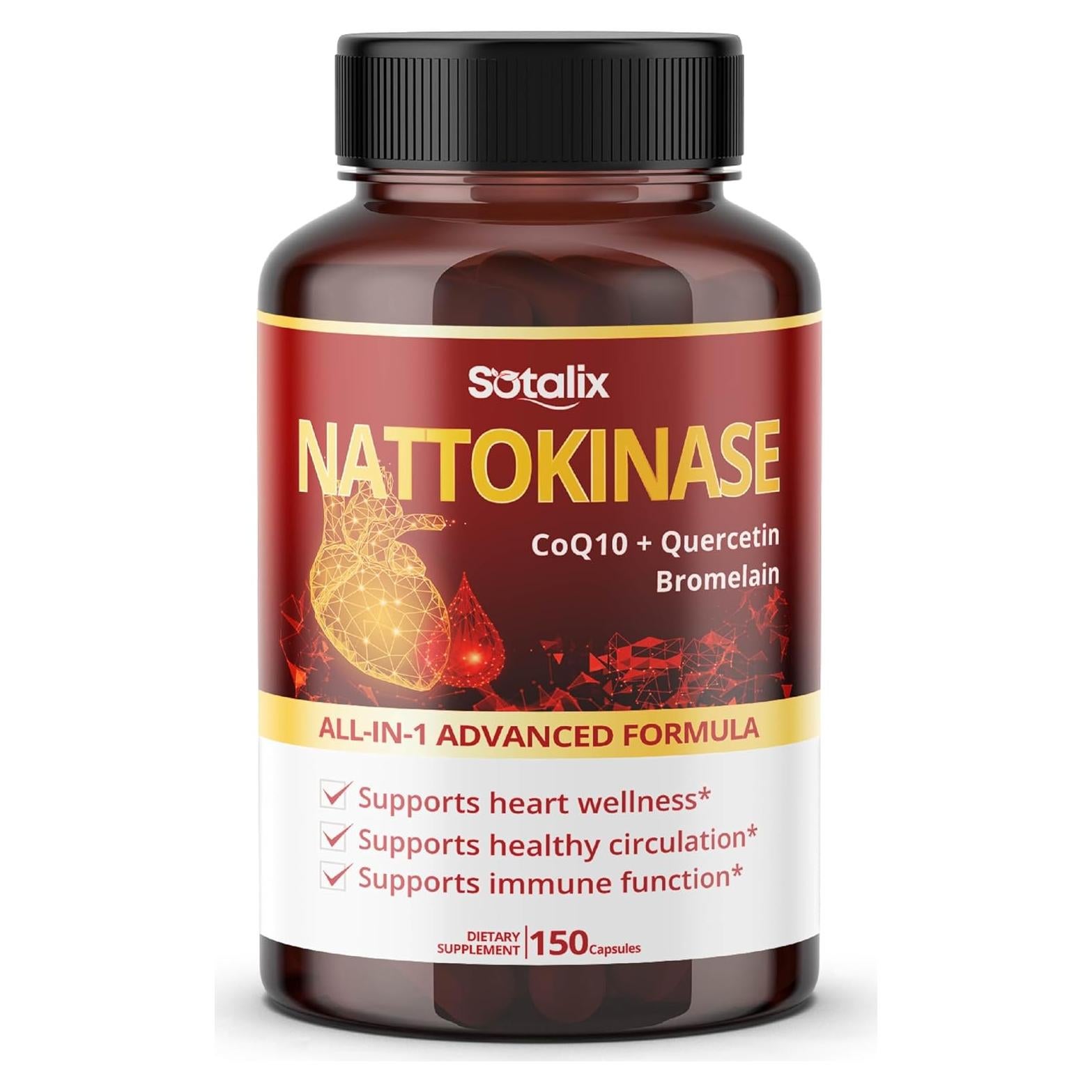 Nattokinasa Sotalix 150 Cápsulas + CoQ10 y Arroz Levadura Roja