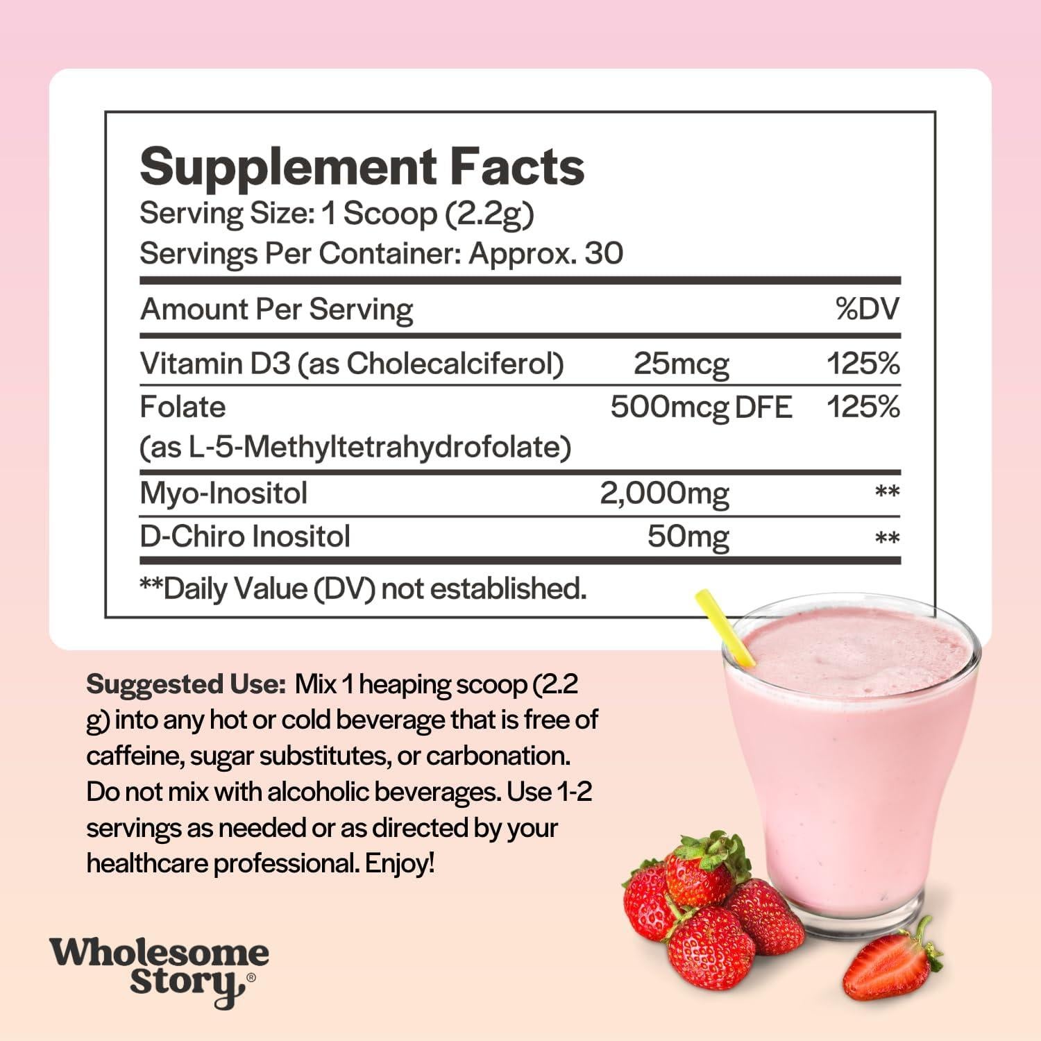 Suplemento de Inositol en Polvo Wholesome Story 30 Porciones