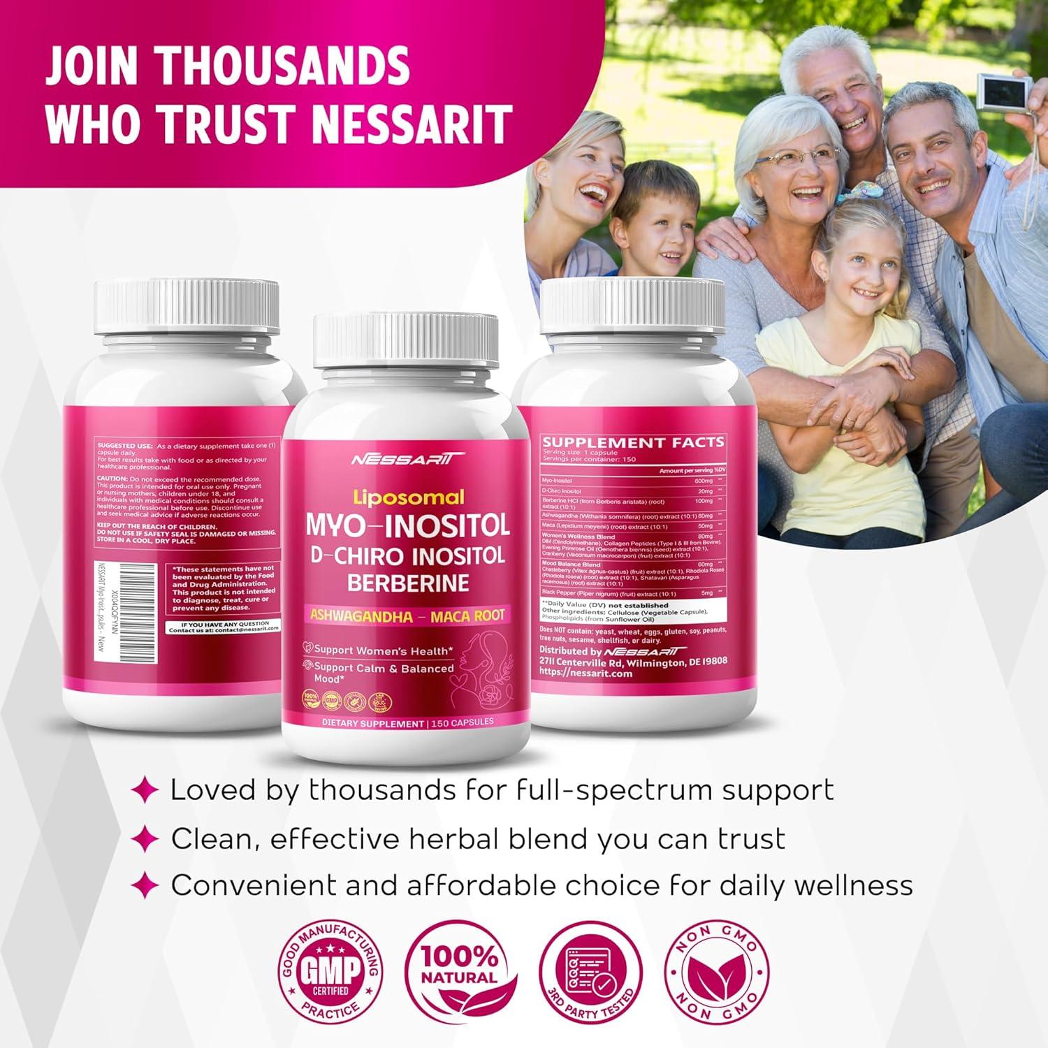 Suplemento NESSARIT 150 Cápsulas - Myo-Inositol, Berberina y Ashwagandha