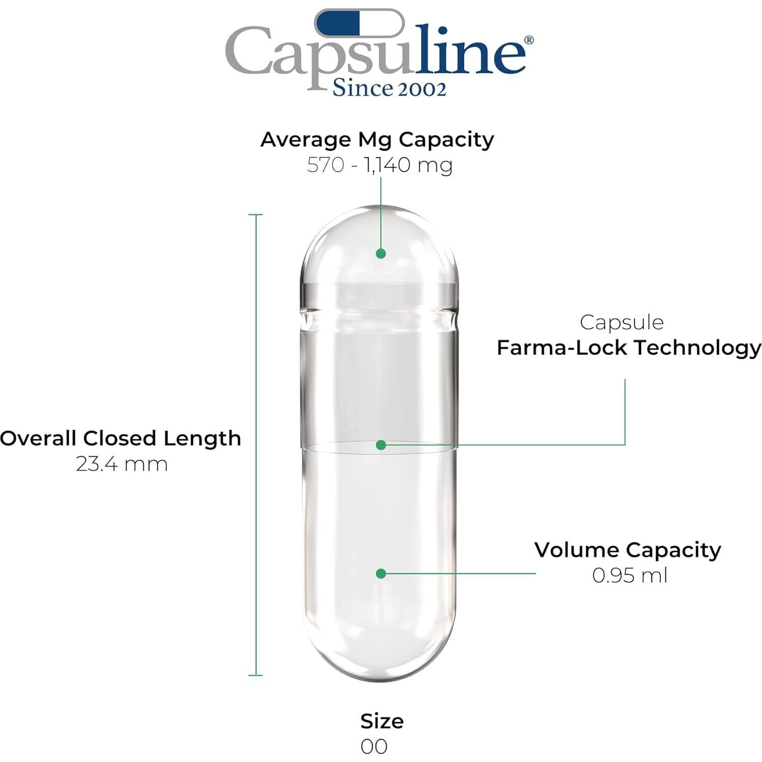 Cápsulas Vacías Veganas Capsuline Tamaño 00 Amarillo 1000 Unidades
