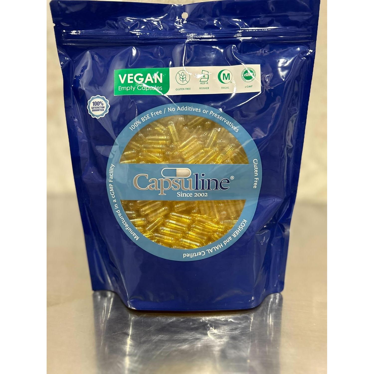 Cápsulas Vacías Veganas Capsuline Tamaño 00 Amarillo 1000 Unidades