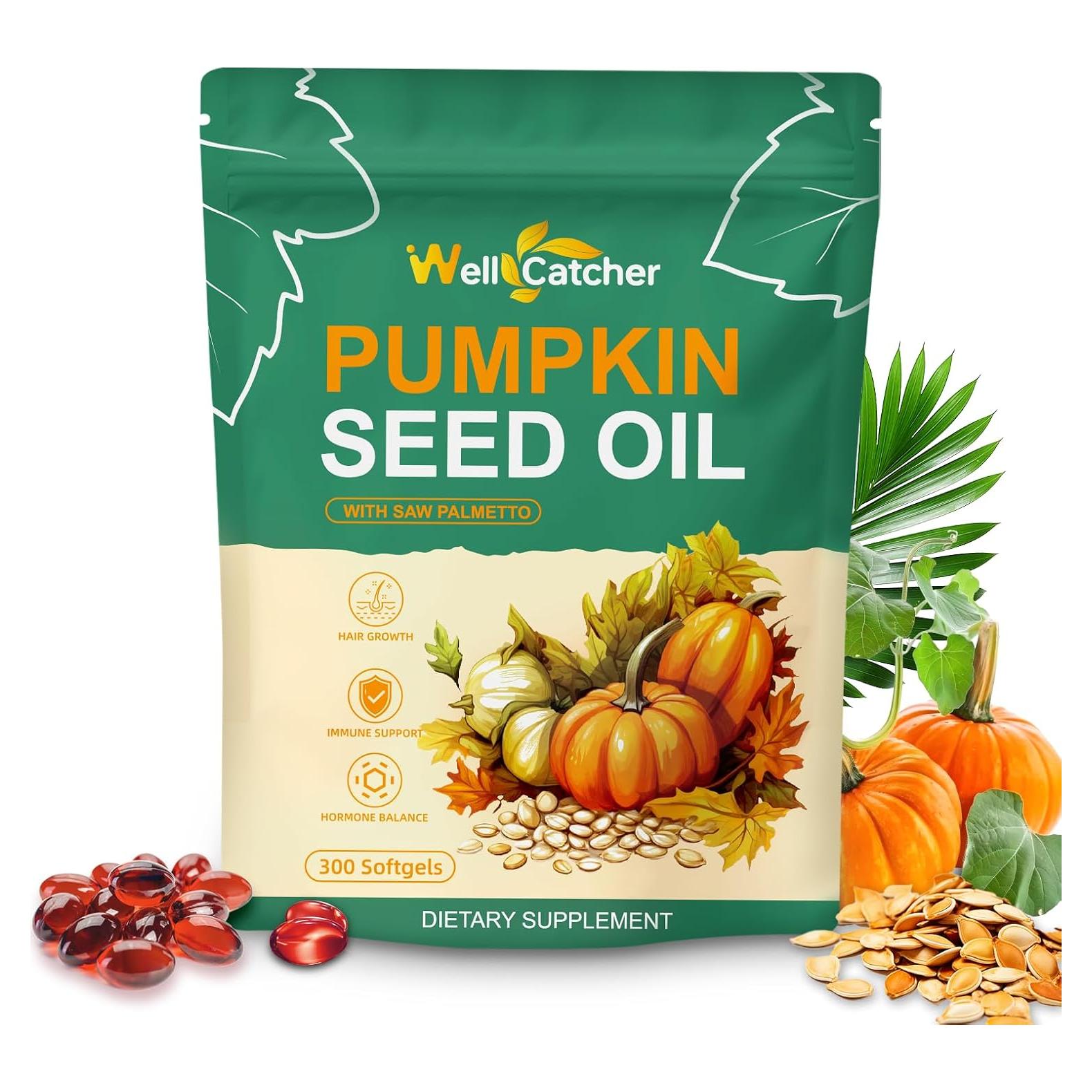 Aceite de Semilla de Calabaza Orgánico Wellcatcher 3000mg 100 Cápsulas