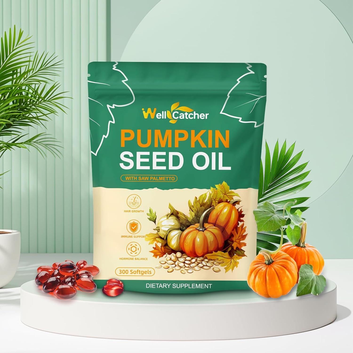 Aceite de Semilla de Calabaza Orgánico Wellcatcher 3000mg 100 Cápsulas