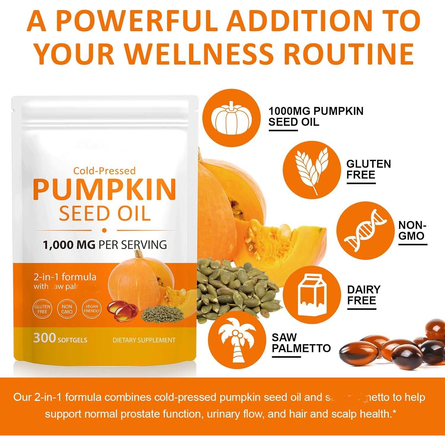 Cápsulas de Aceite de Semilla de Calabaza Lezizishangmao 1000mg 300 Unidades