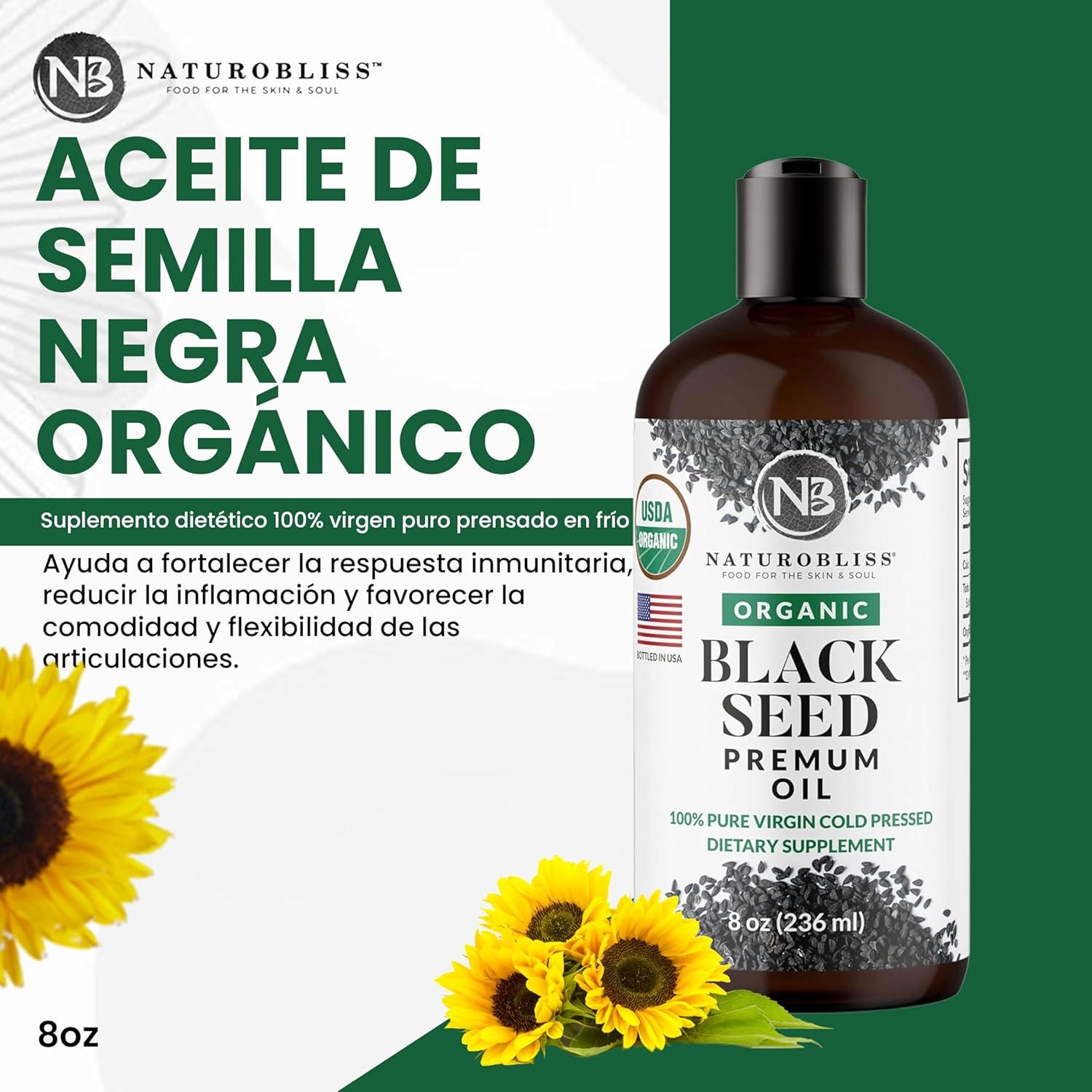 Aceite de Semilla Negra Orgánico NaturoBliss 236ml Prensado en Frío
