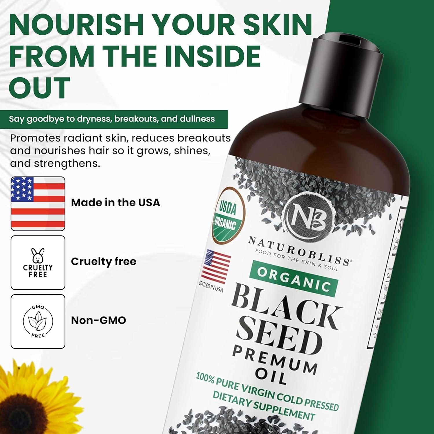 Aceite de Semilla Negra Orgánico NaturoBliss 236ml Prensado en Frío