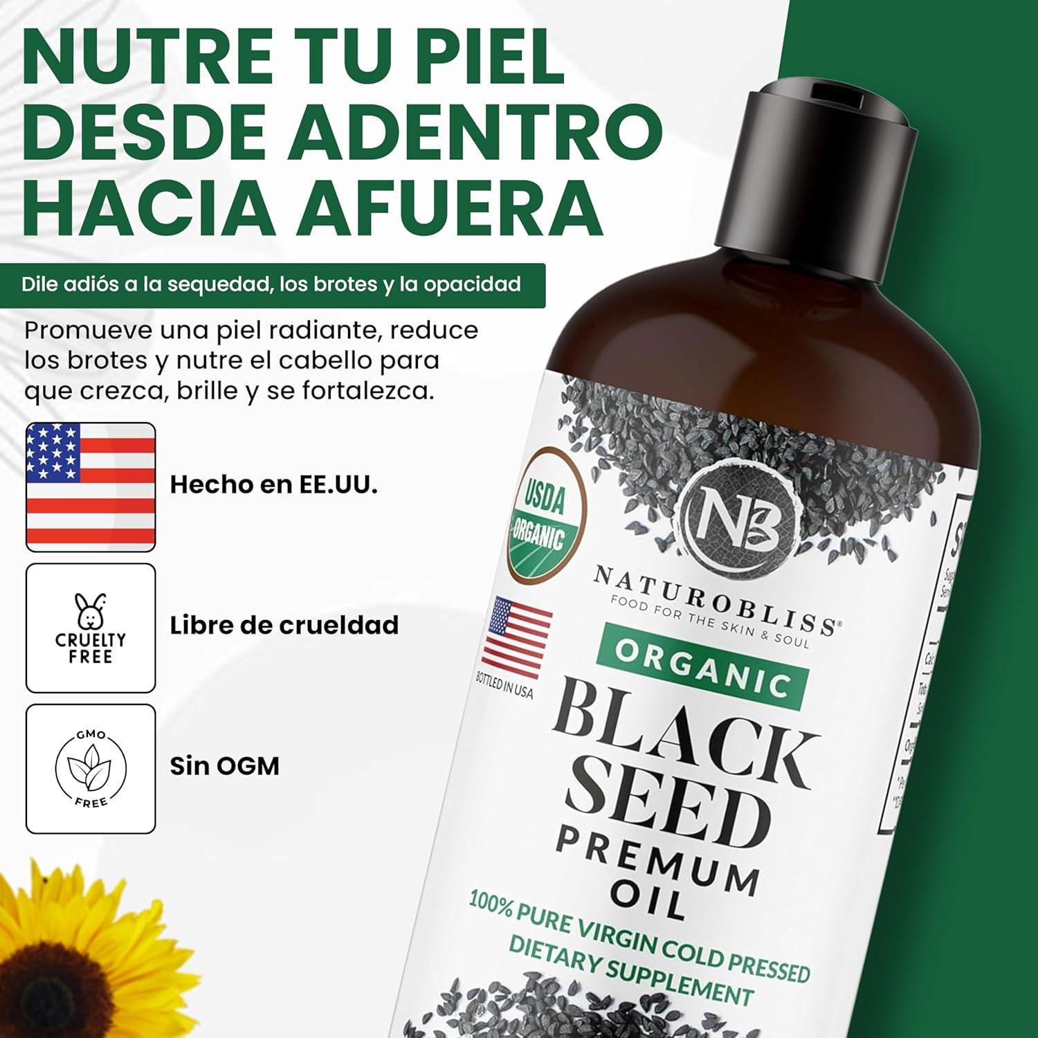 Aceite de Semilla Negra Orgánico NaturoBliss 236ml Prensado en Frío
