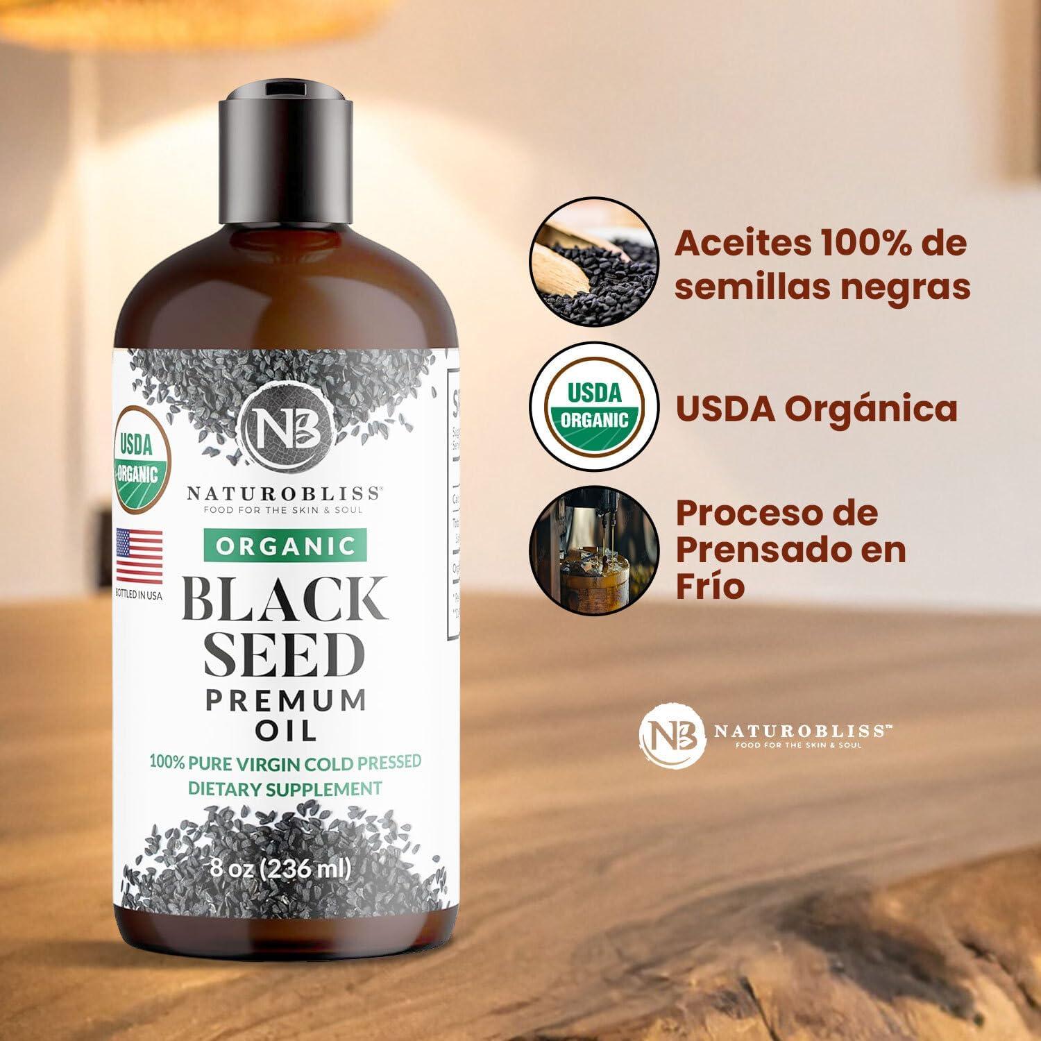 Aceite de Semilla Negra Orgánico NaturoBliss 236ml Prensado en Frío