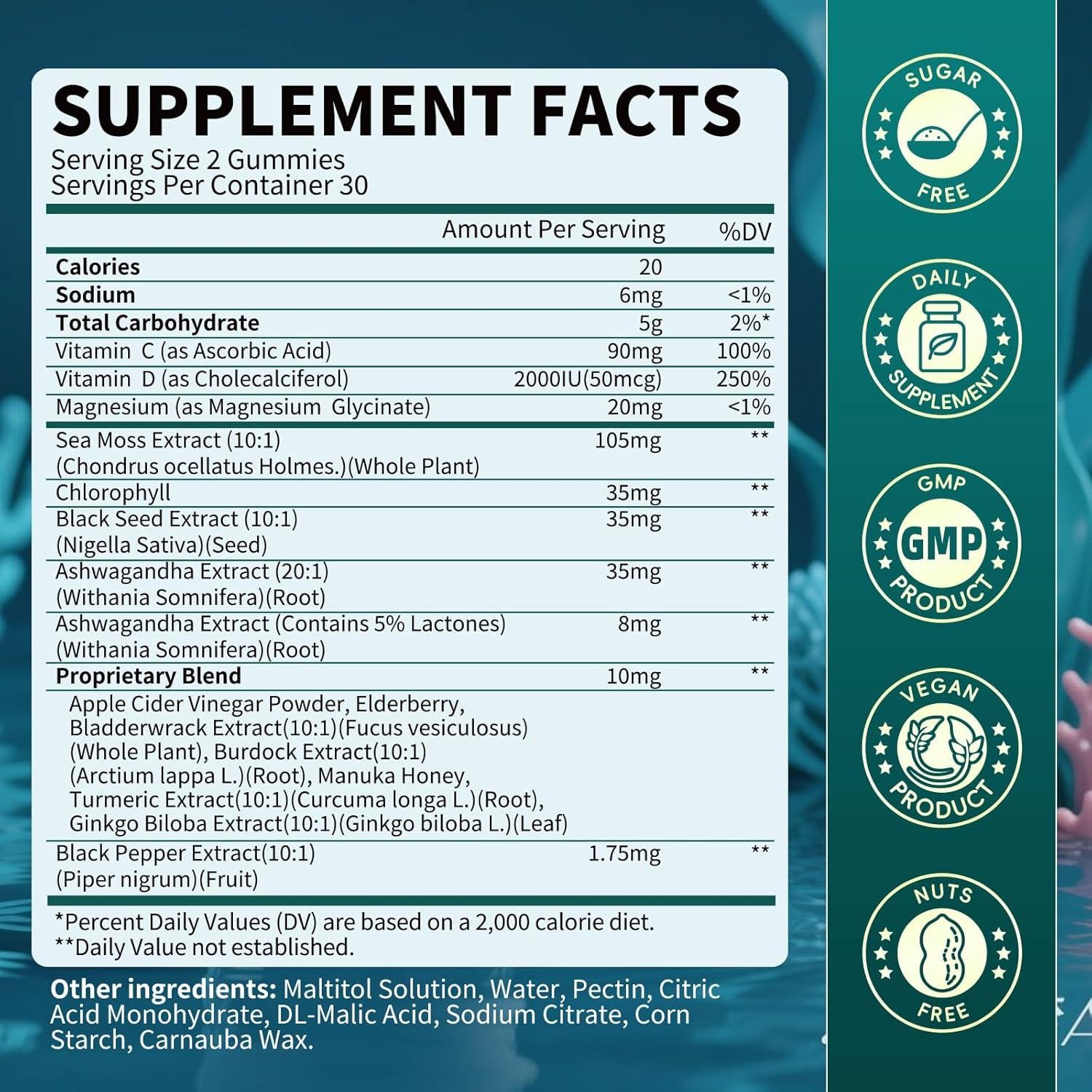 Gomitas de Musgo Marino B BEWORTHS 60 Unidades Sabor Manzana