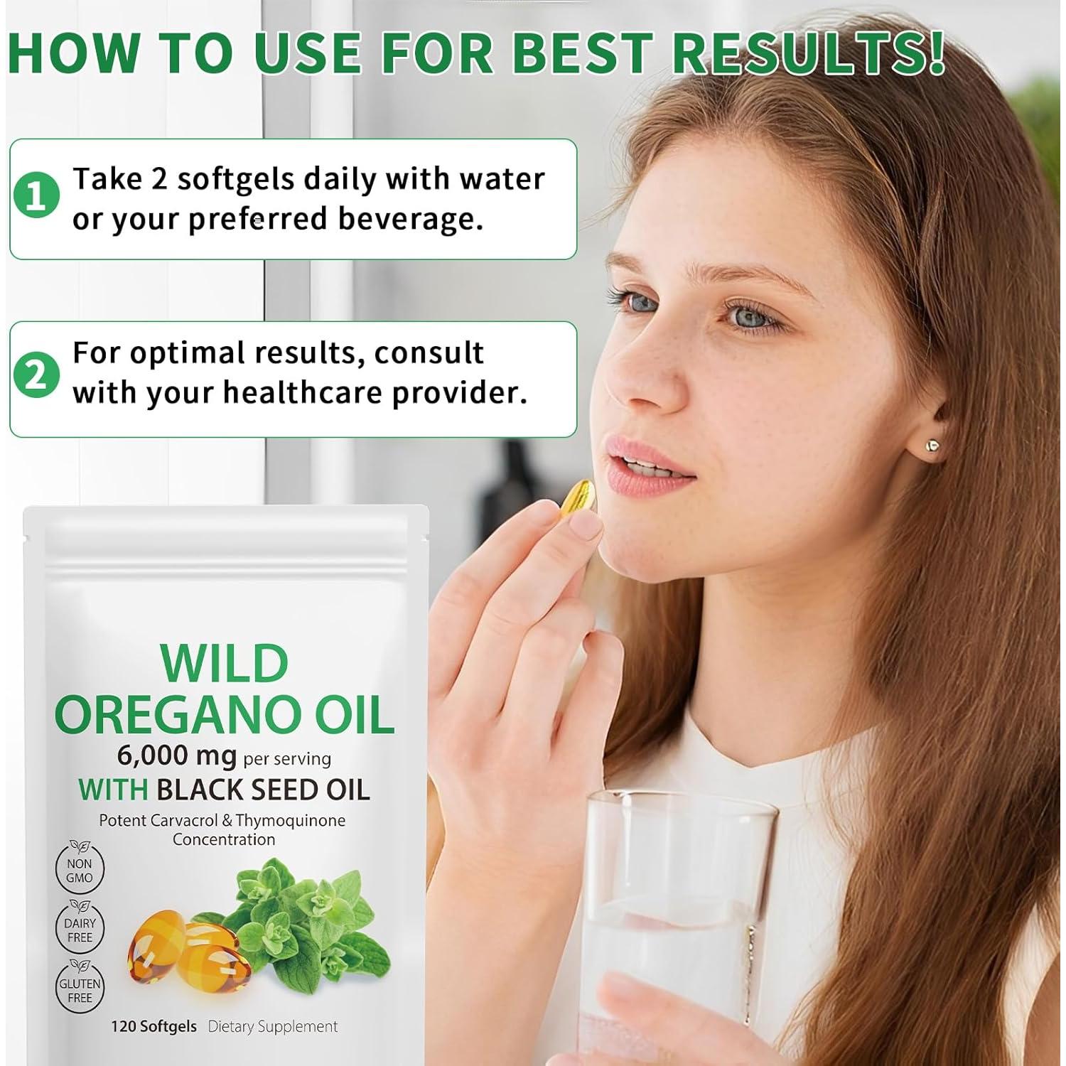 Cápsulas de Aceite de Orégano 240 Unidades 6000mg 2 en 1