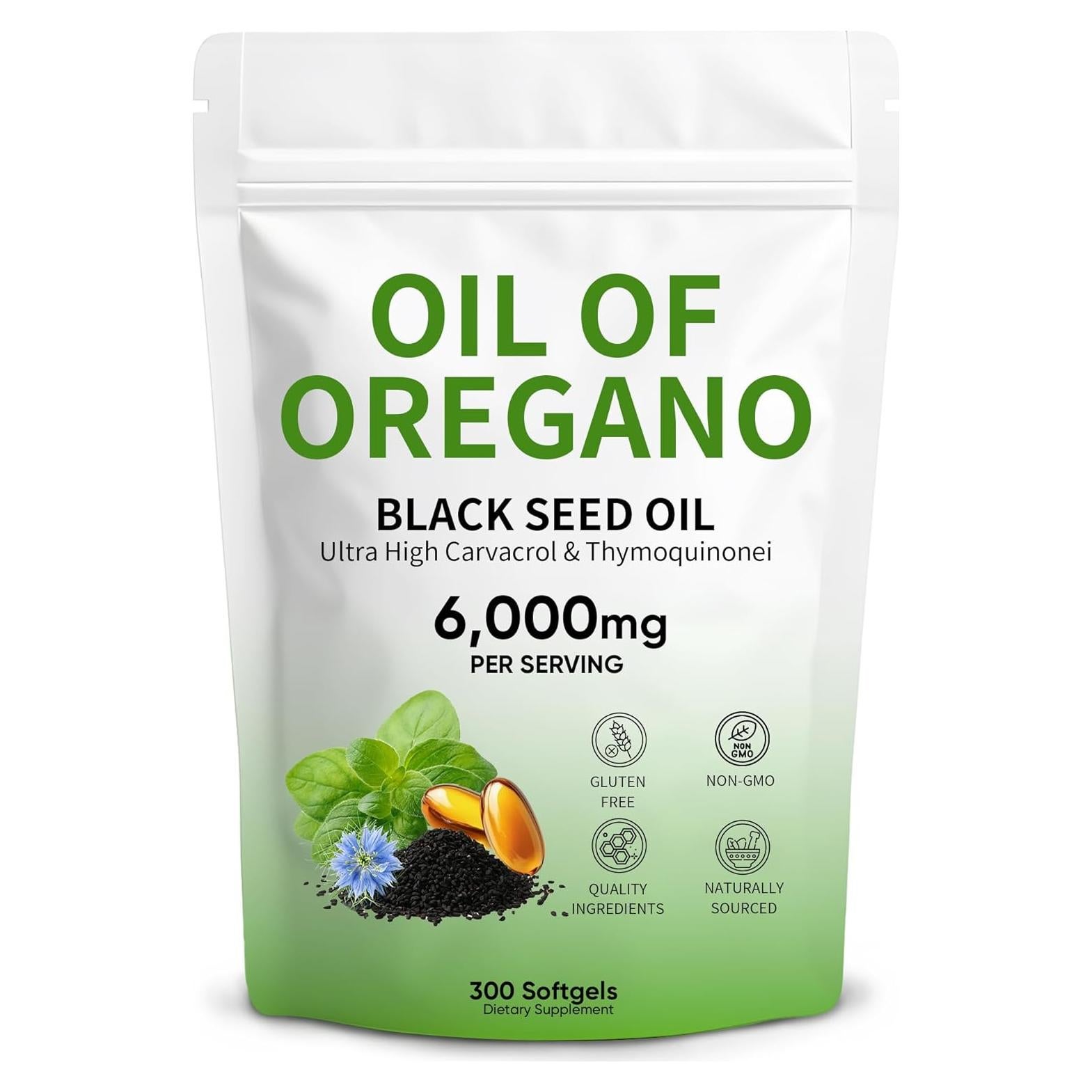 Aceite de Orégano 6000mg + Semilla Negra HANSODAP 300 Softgels
