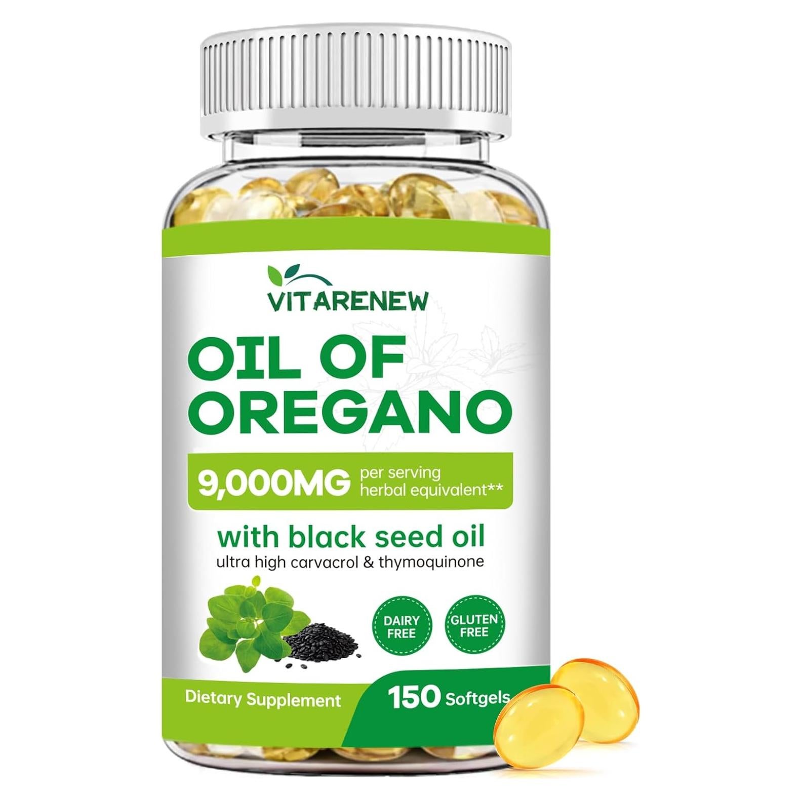 Aceite de Orégano y Semilla Negra VITARENEW 150 Gelatinas