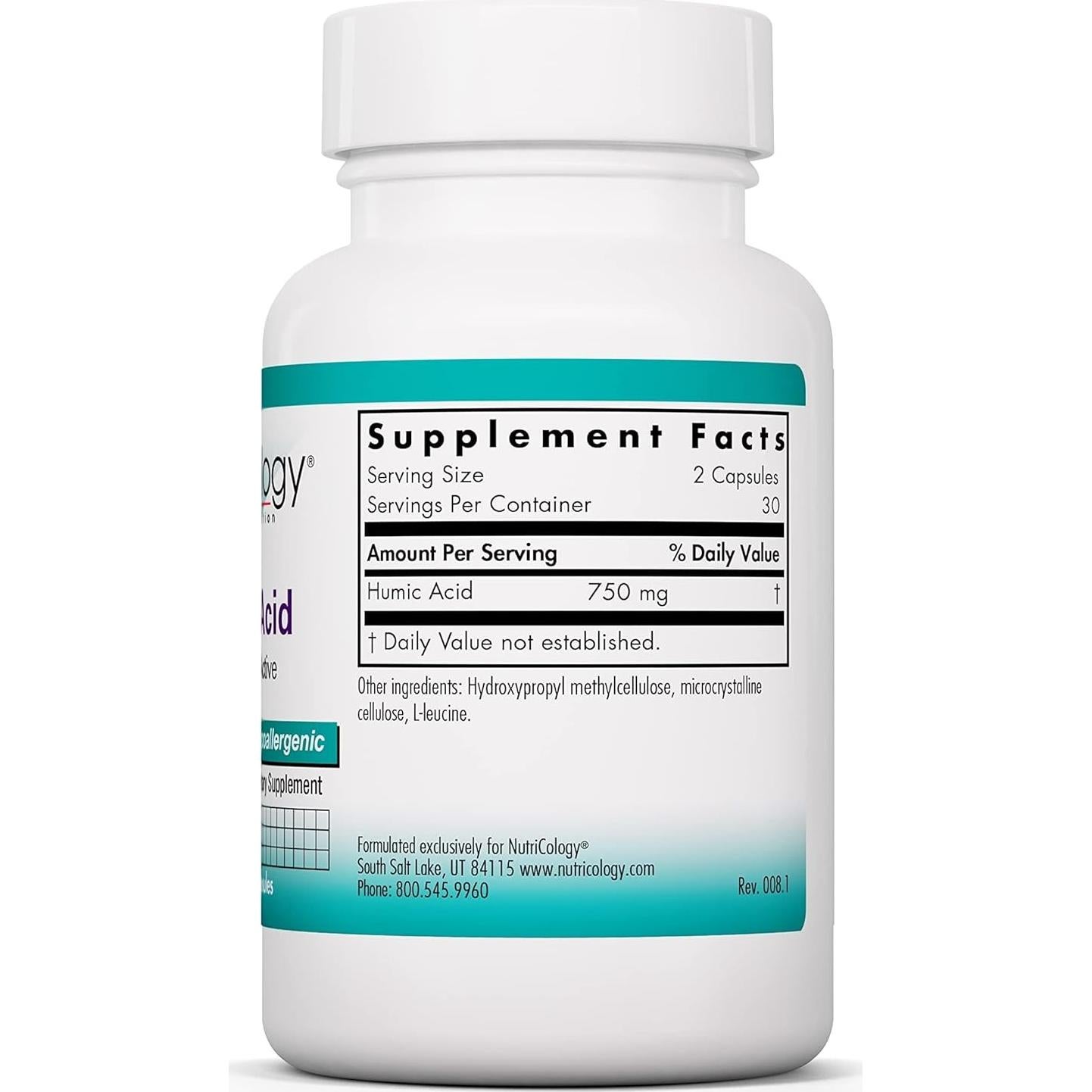 Suplemento Ácido Húmico Nutricology 750mg - 60 Cápsulas
