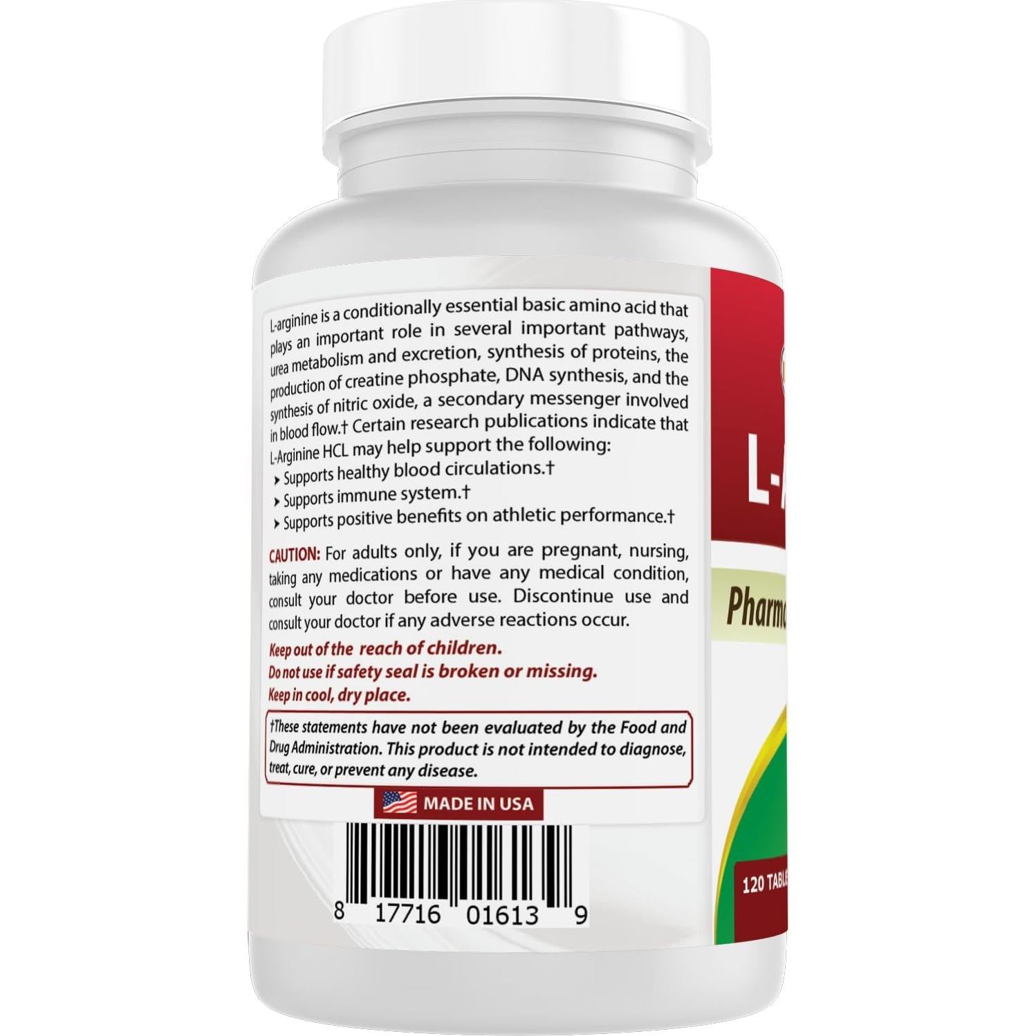 Suplemento L-Arginina 1000 mg Mejores Naturales 360 Tabletas