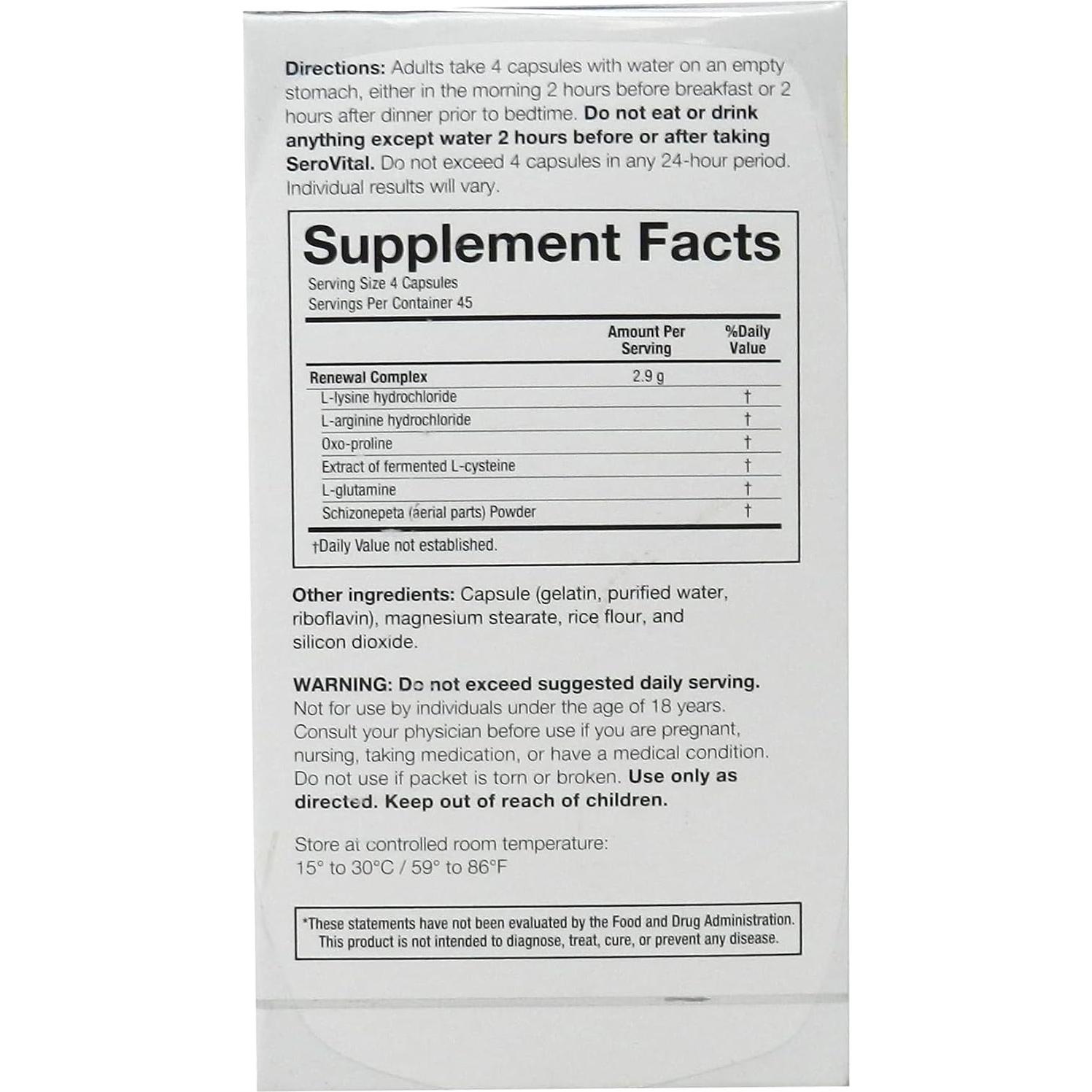 Suplemento Antienvejecimiento SeroVital - 180 Cápsulas