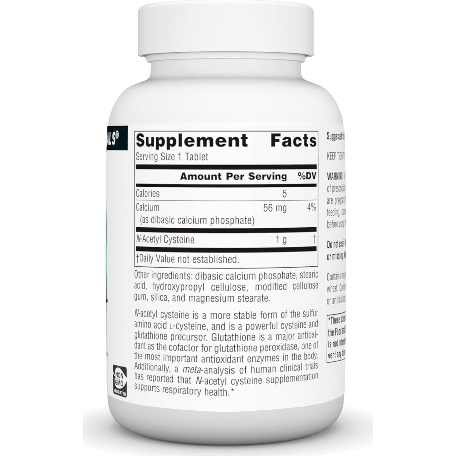 Suplemento Antioxidante N-Acetil Cisteína 1000 mg Source Naturals - 60 Tabletas