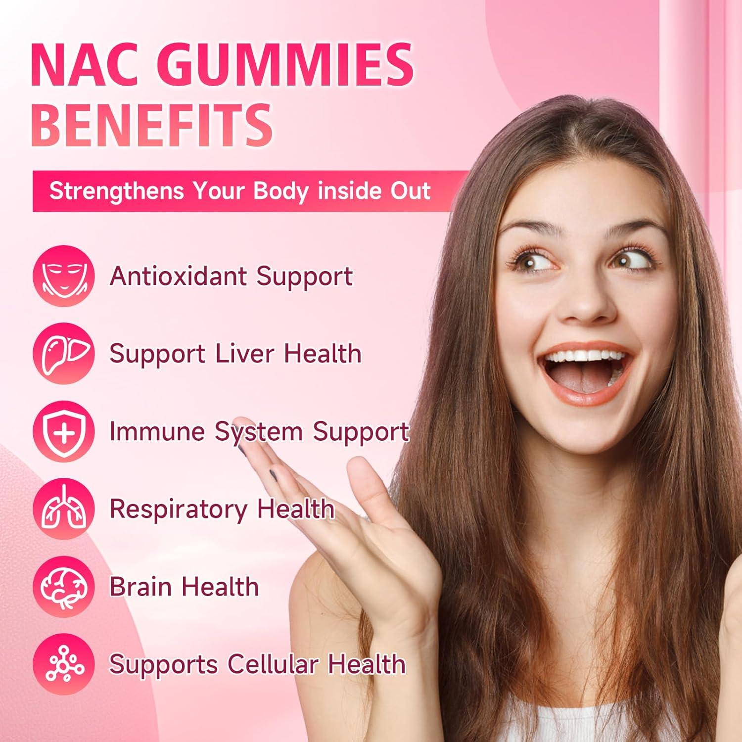 Gomitas NAC GrnLife 1000mg Antioxidantes Sabor Frambuesa 60u