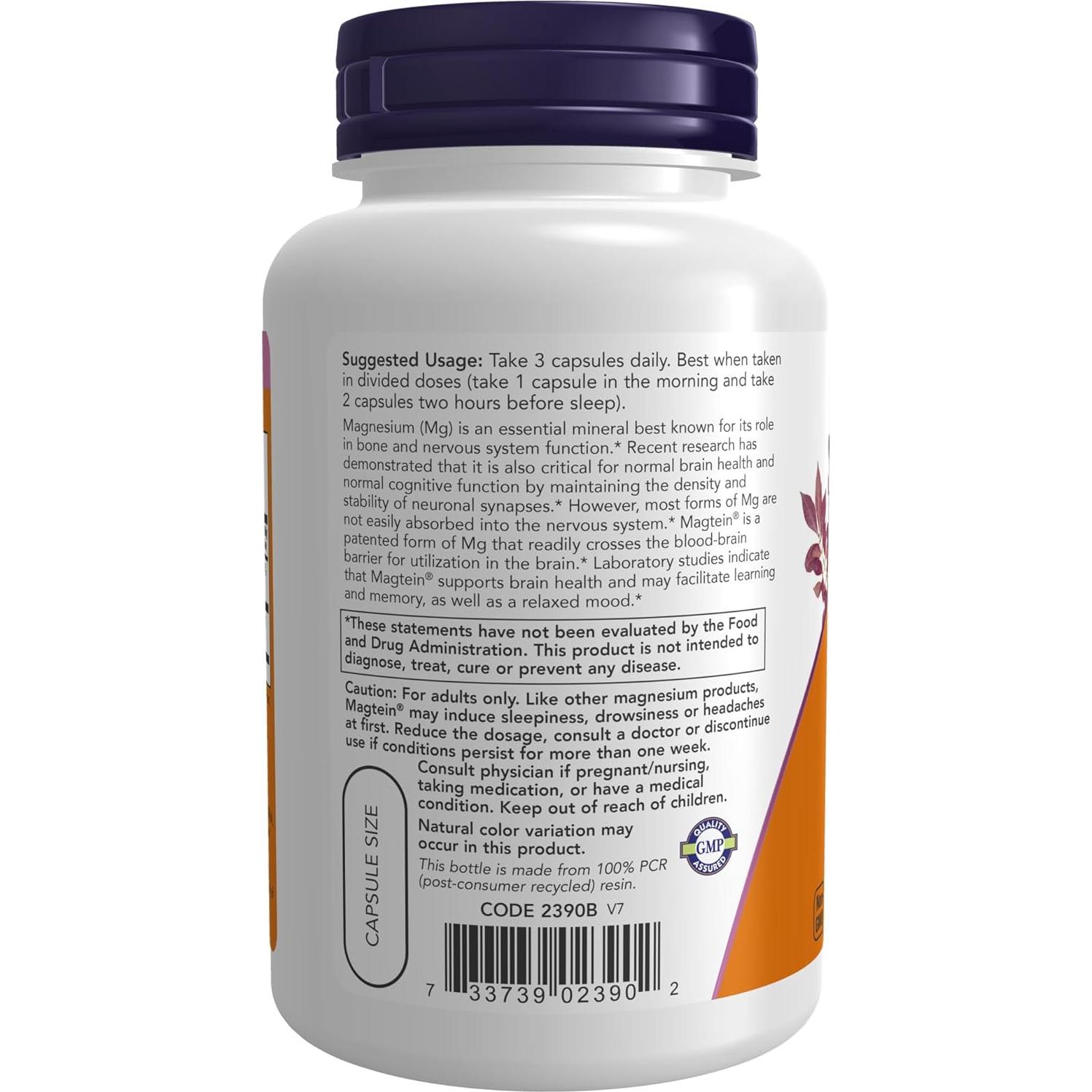 NOW Suplementos Super Enzimas 180 Cápsulas y Magtein 90 Veganas