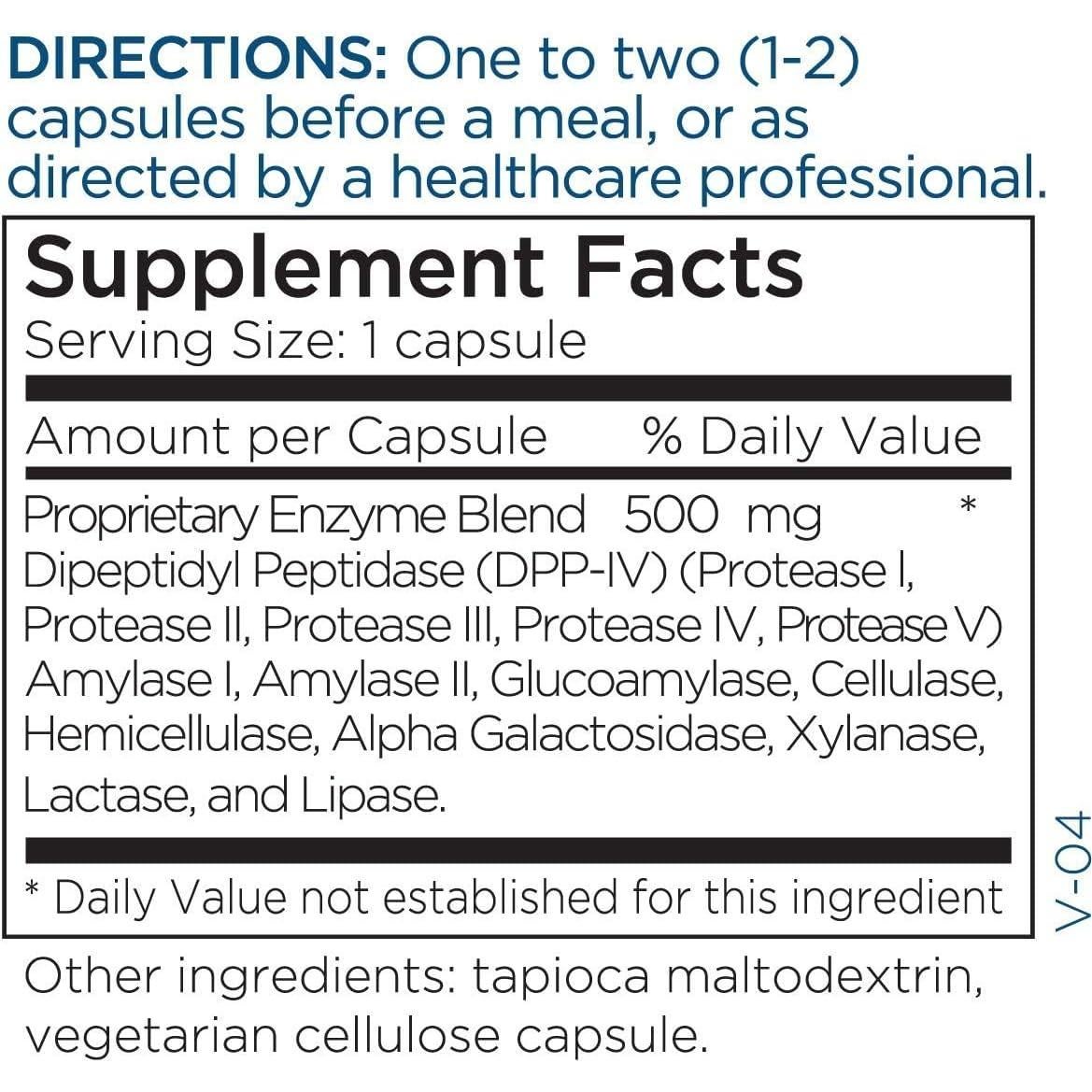 Enzimas Digestivas GluDaZyme - 60 Cápsulas para Gluten y Lácteos