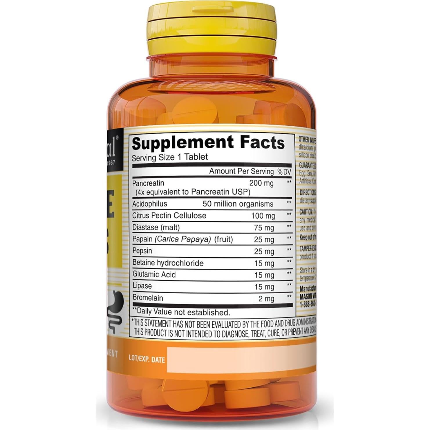 Enzimas Digestivas Mason Natural con Probioticos 90 Tabletas