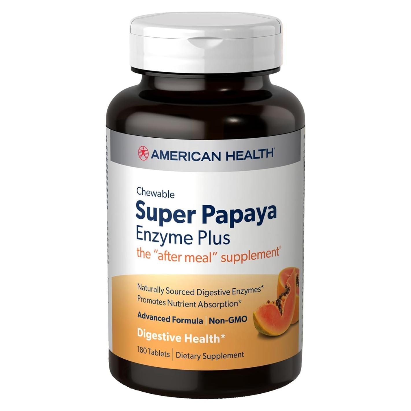 Suplemento Enzima de Papaya Salud Americana - 180 Tabletas Masticables