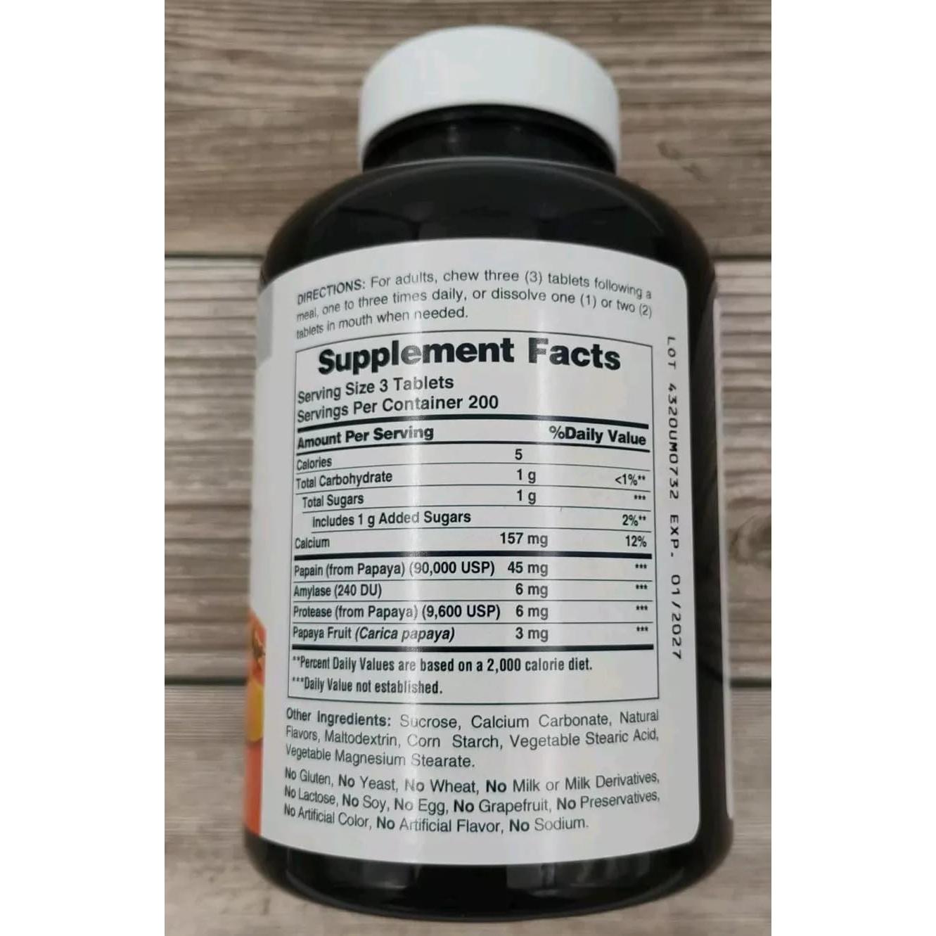 Enzima de Papaya Salud Americana 600 Tabletas Masticables