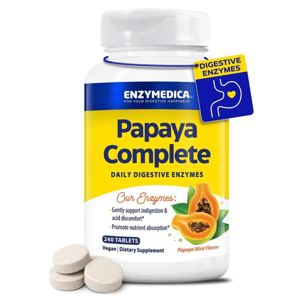 Enzymedica Enzimas Digestivas de Papaya Orgánica 240 Tabletas