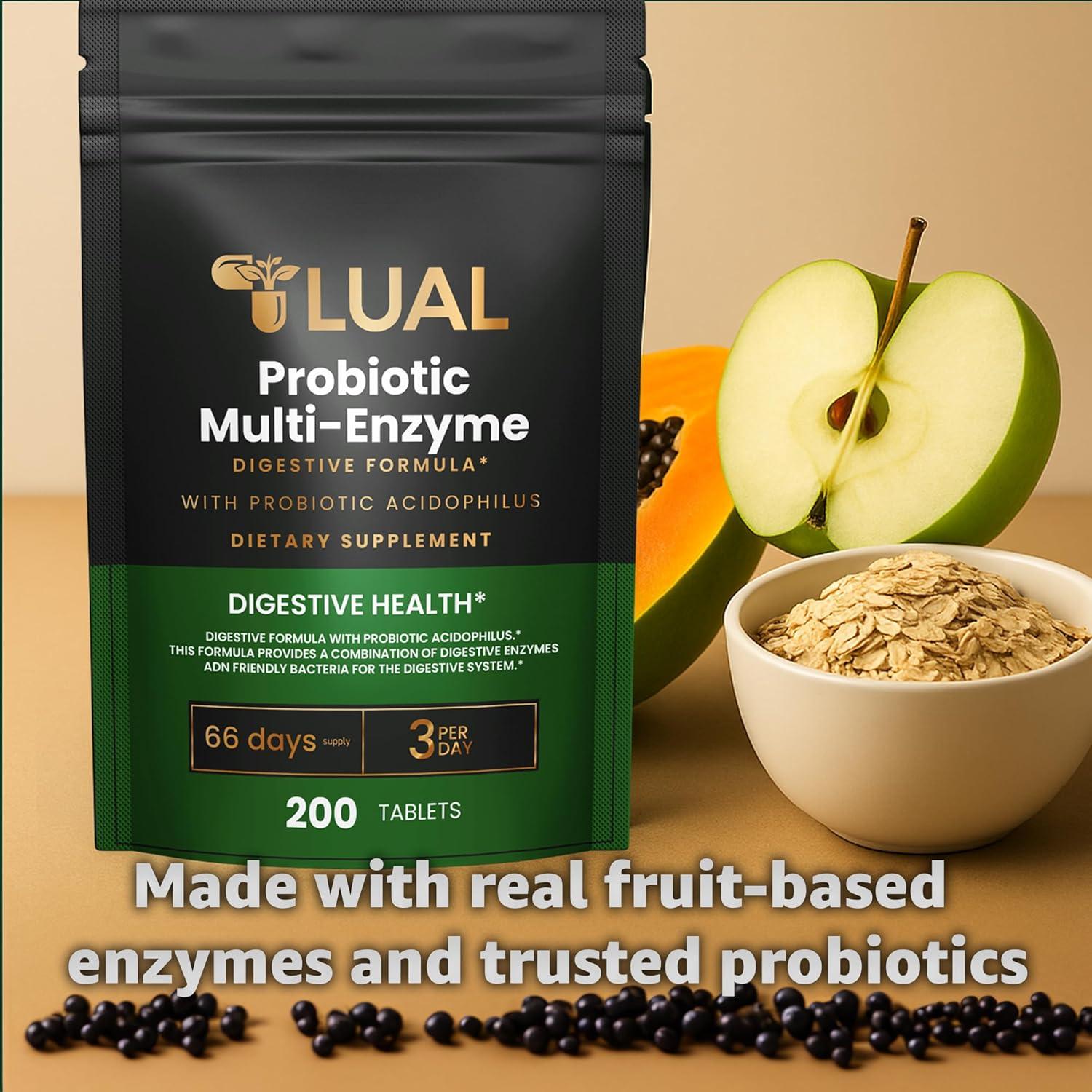 LUAL Probiotic Multi-Enzyme 200 Tabletas Digestivas