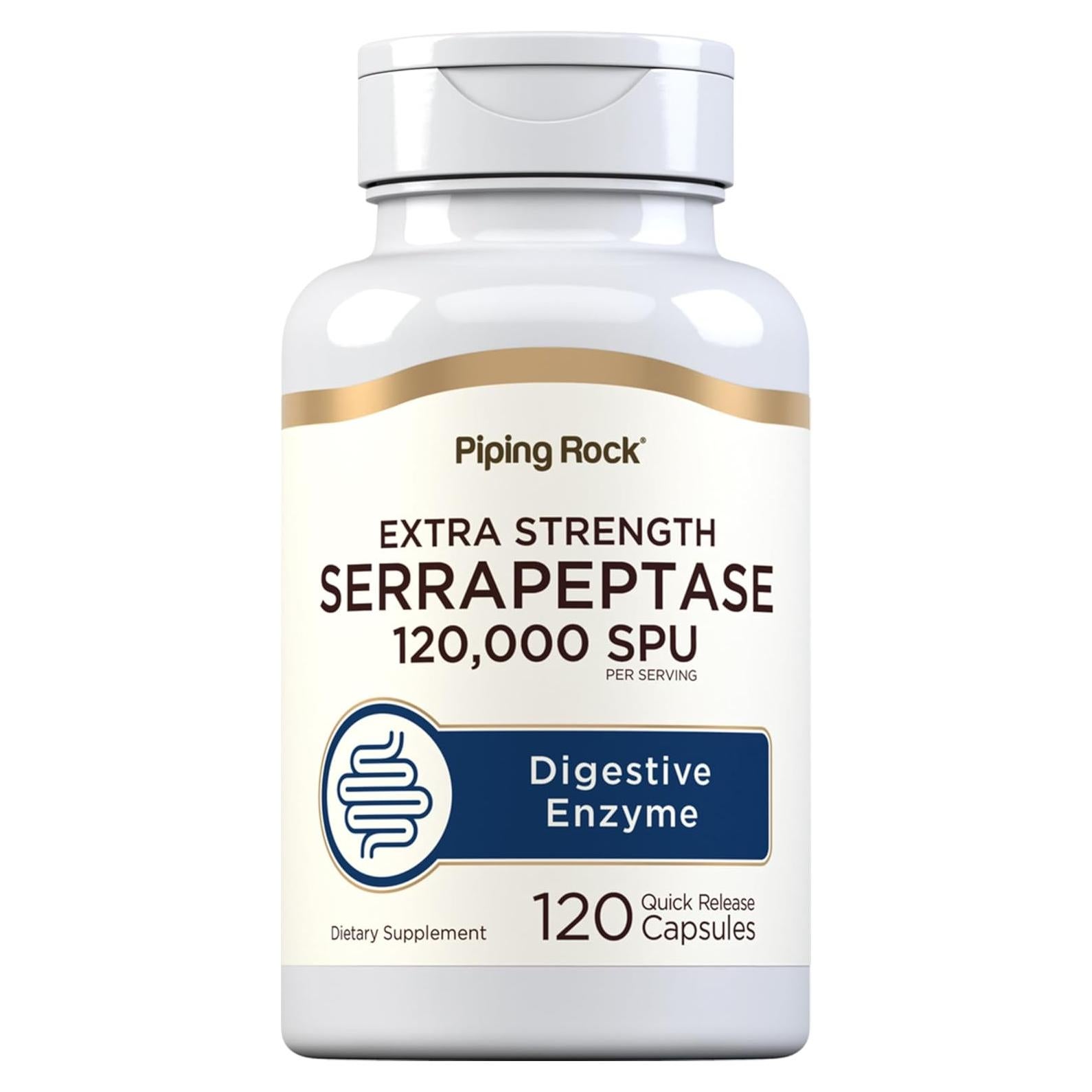 Serrapeptasa Piping Rock 120000 SPU 120 Cápsulas Rápidas