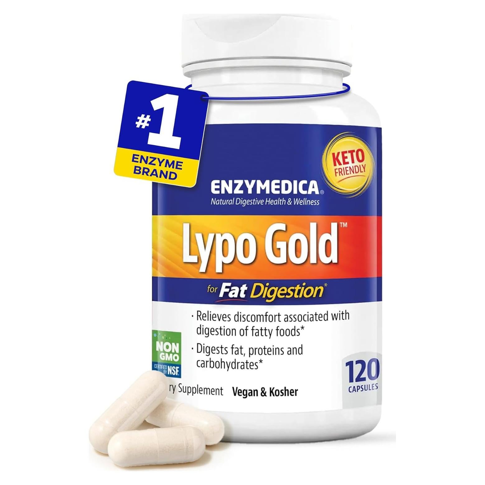 Enzymedica Lypo Gold 120 Cápsulas - Enzimas Digestivas Veganas