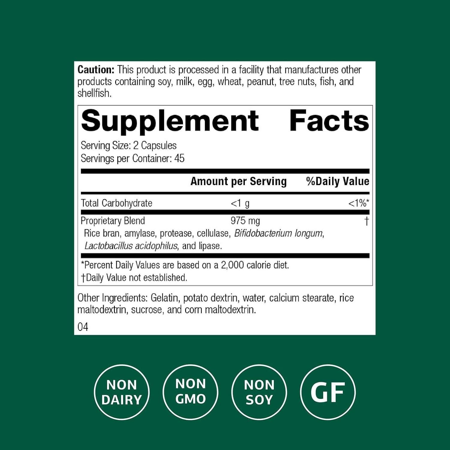 Suplemento Digestivo Standard Process Lact-ENZ 90 Cápsulas