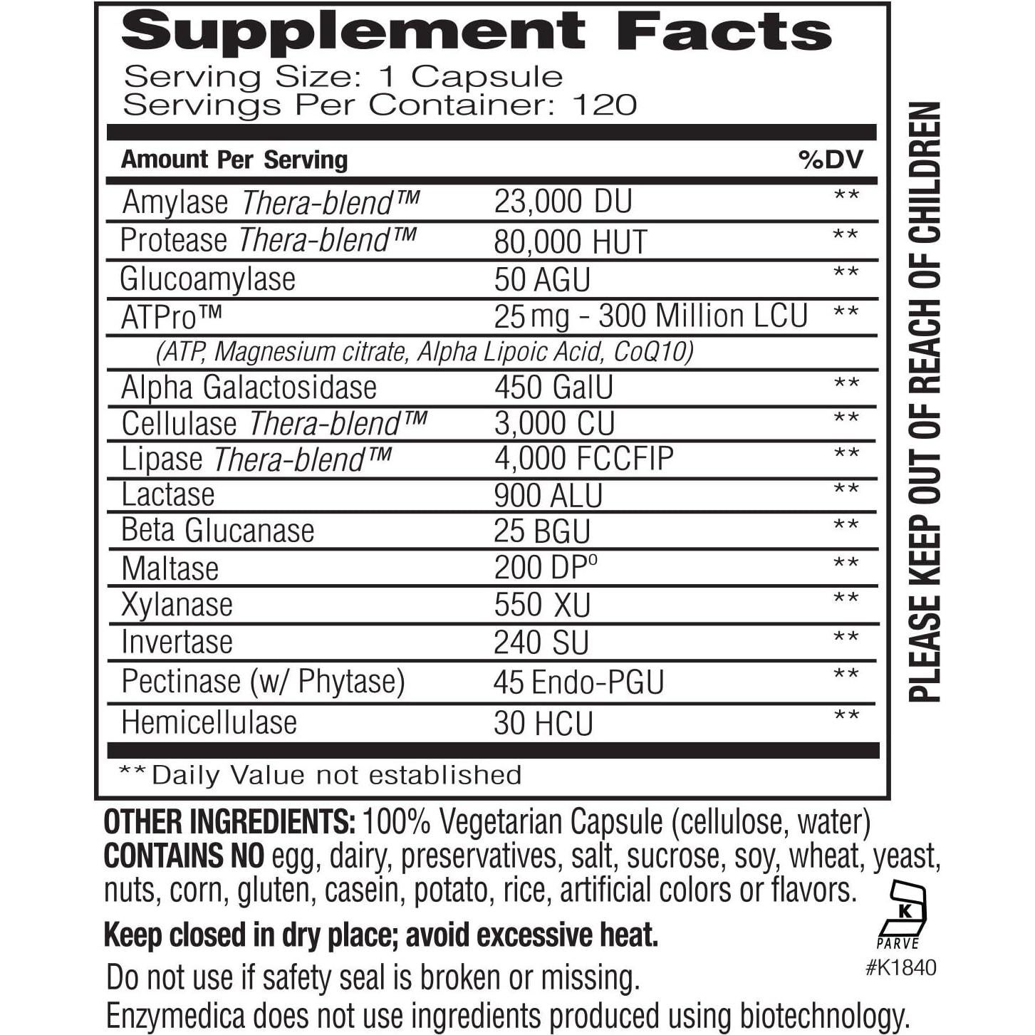 Enzymedica Digest Gold + ATPro 120 Cápsulas Enzimas Digestivas