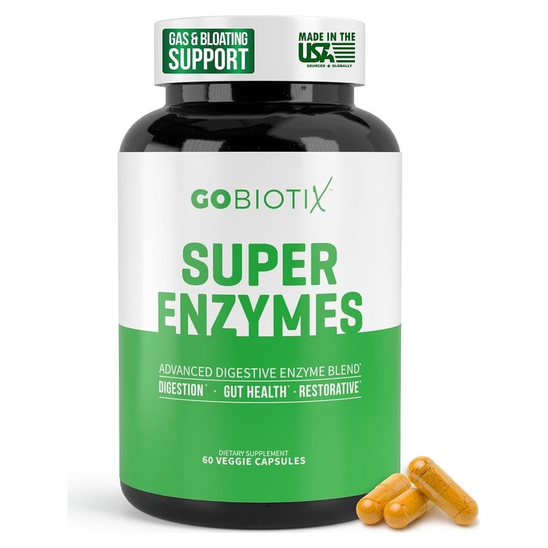 Suplemento Enzimas Digestivas GoBiotix 60 Cápsulas Veganas