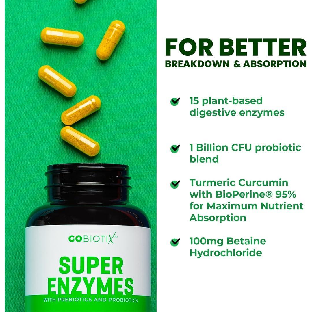 Suplemento Enzimas Digestivas GoBiotix 60 Cápsulas Veganas